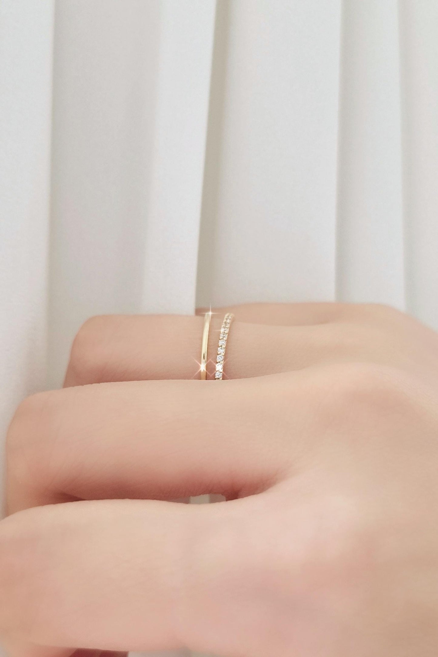 14k delicate cubic band ring. gift. solid 14k ring. stacktable ring.micro peve ring. Eternity ring. propose ring. wedding ring.