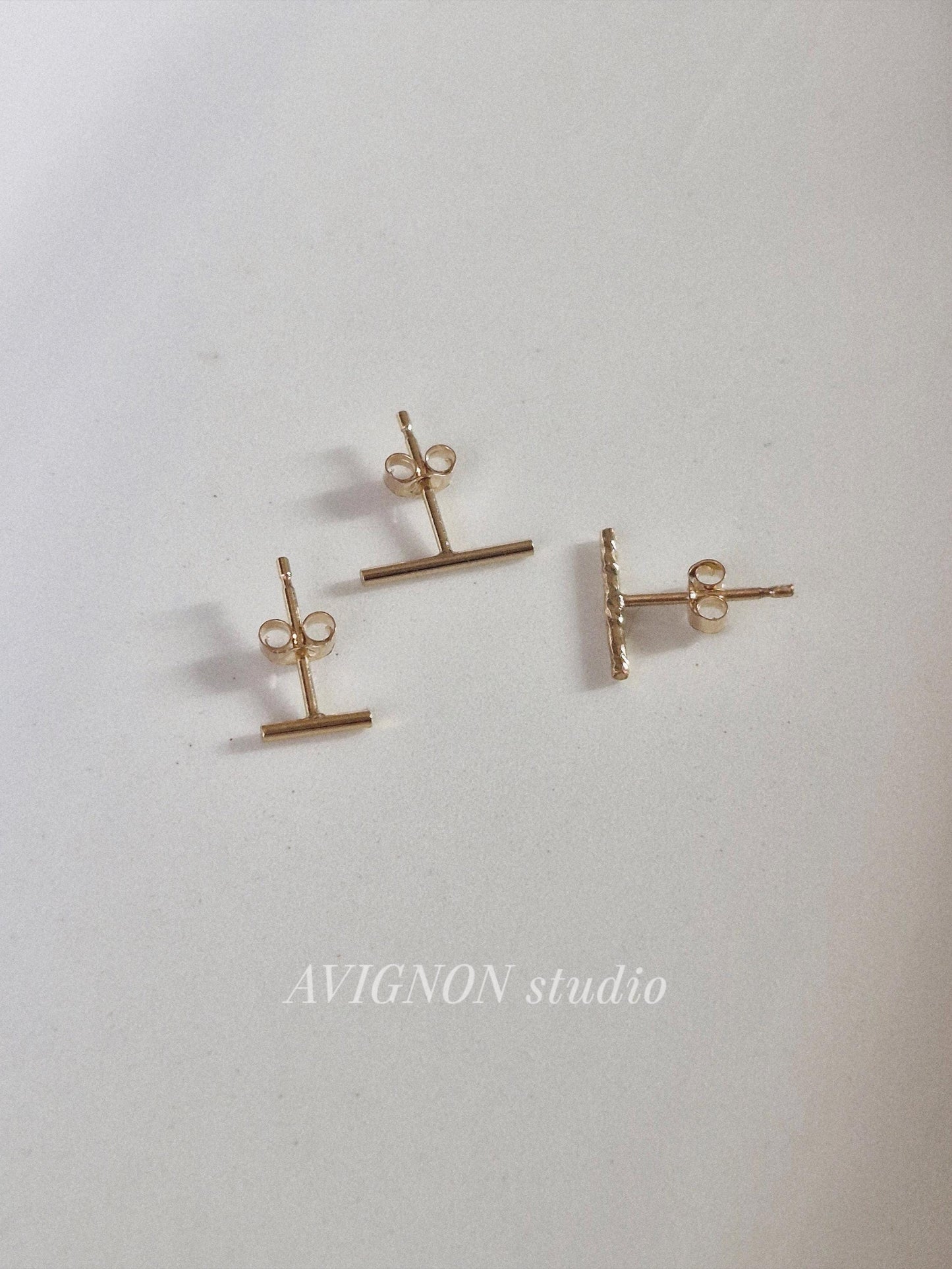 14k goldfilled bar stud earring. 6mm 10mm twisted.