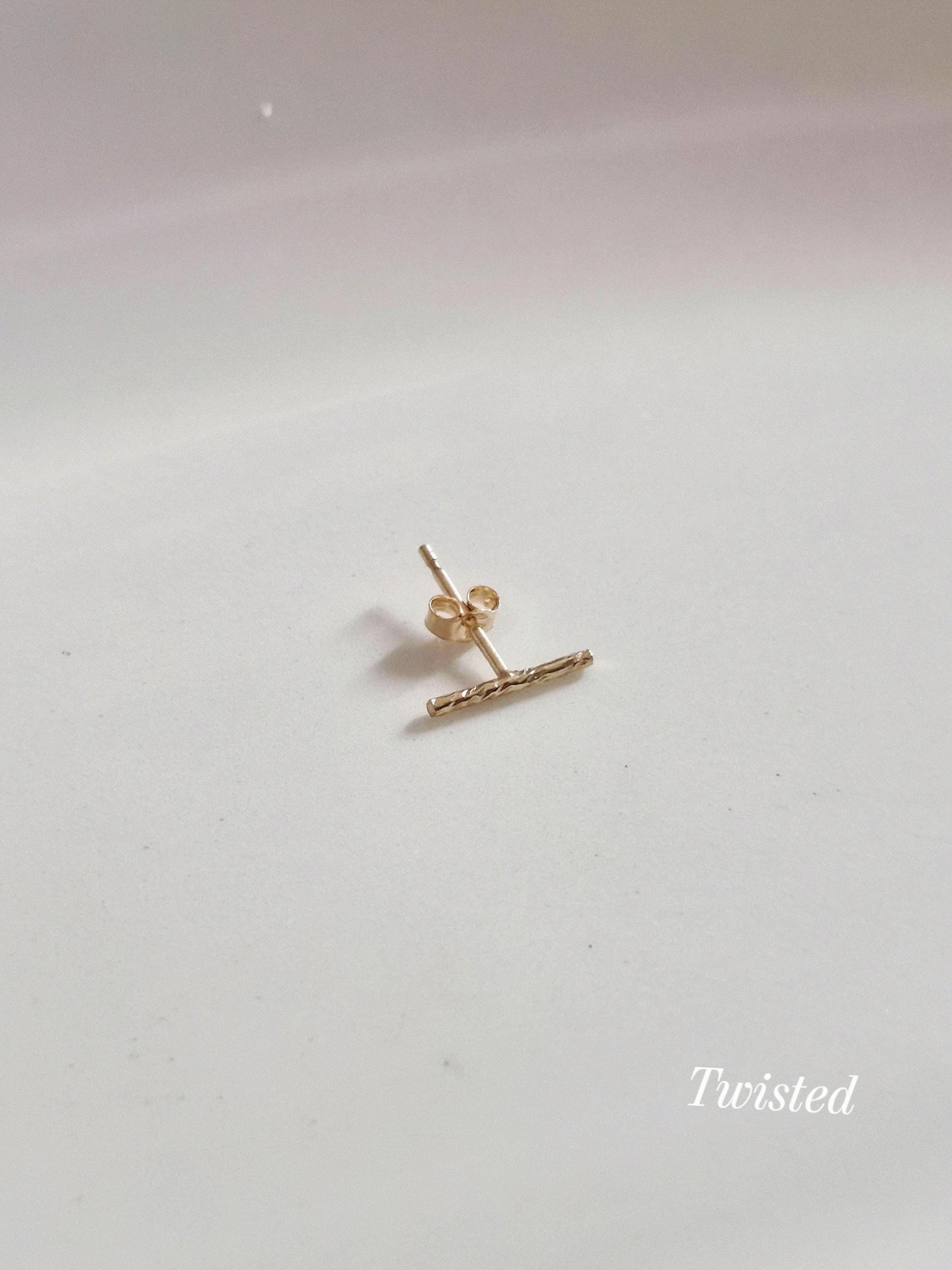 14k goldfilled bar stud earring. 6mm 10mm twisted.