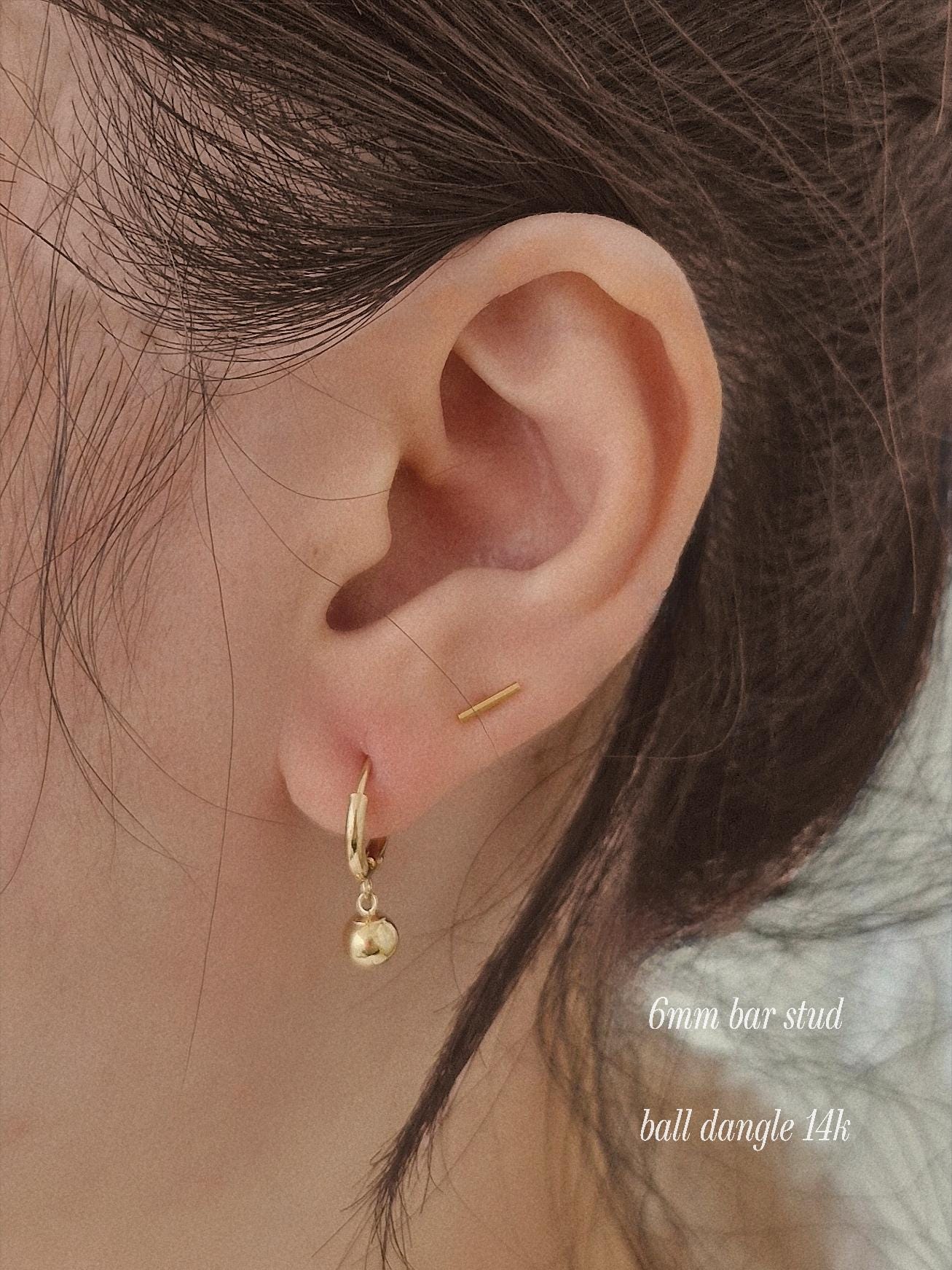 14k goldfilled bar stud earring. 6mm 10mm twisted.
