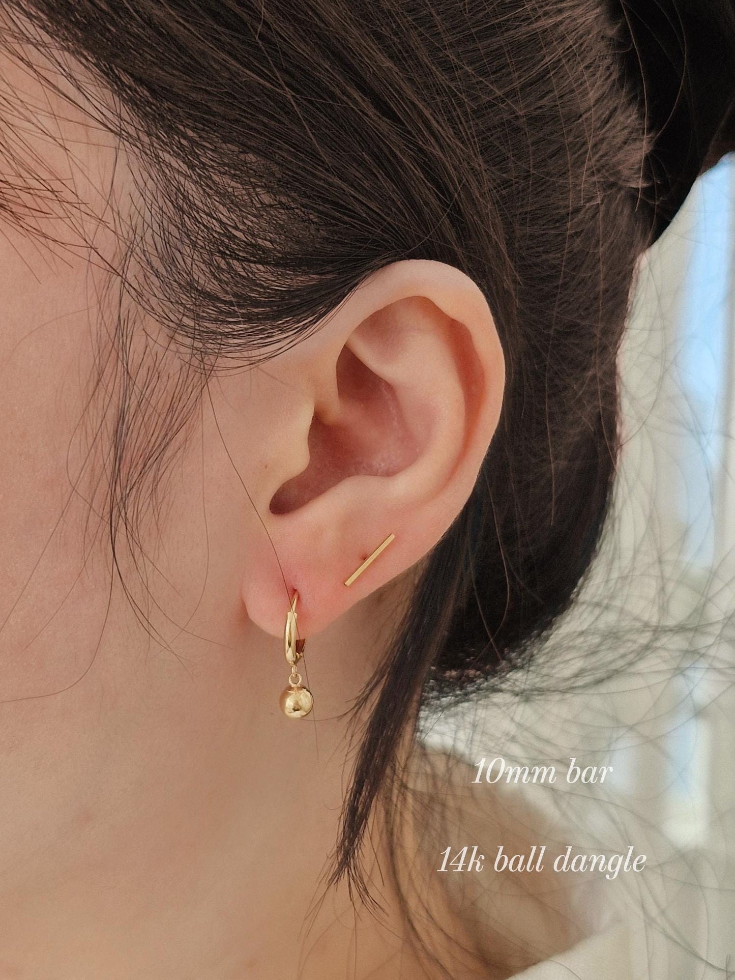 14k goldfilled bar stud earring. 6mm 10mm twisted.
