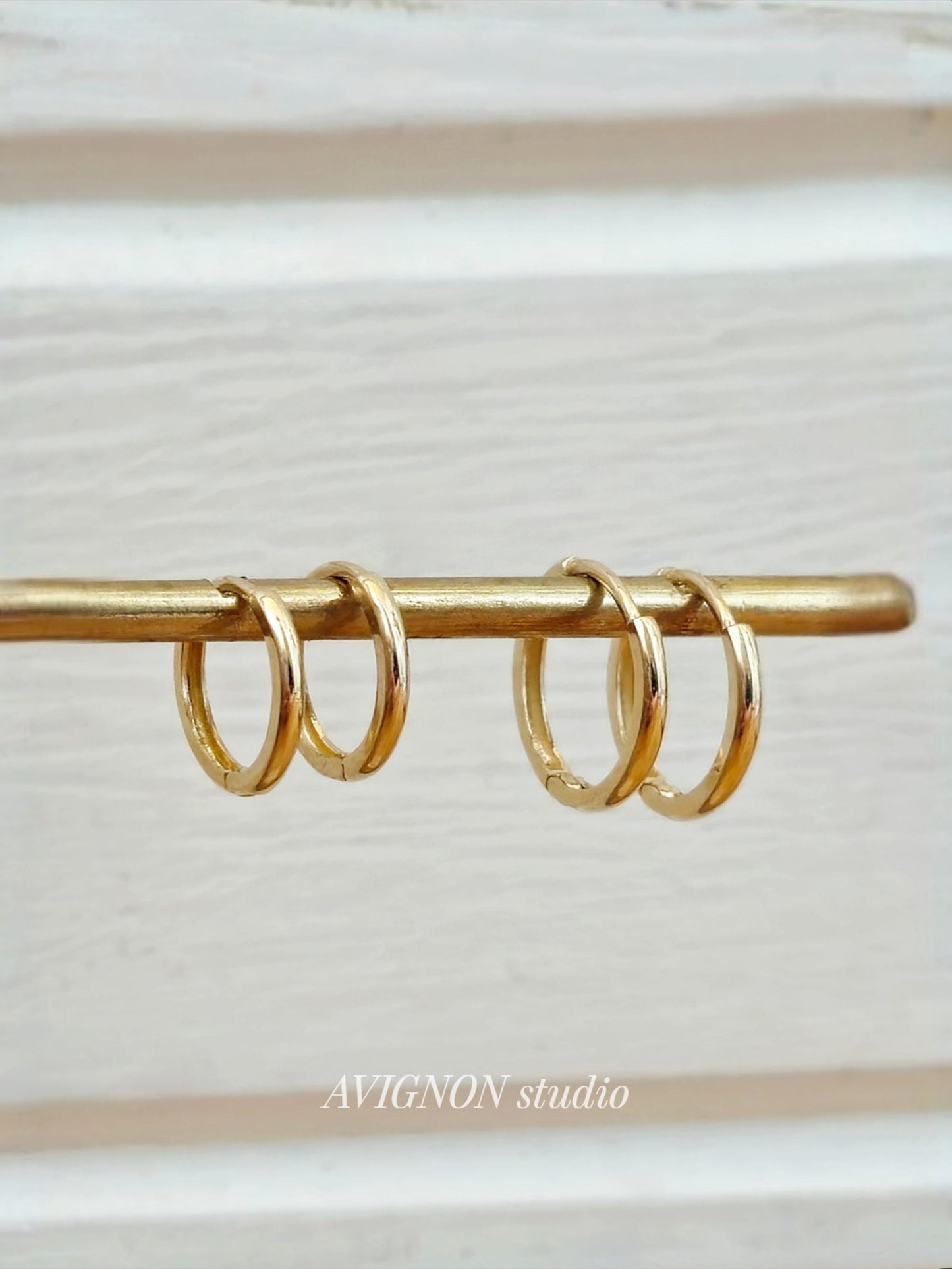 14k hoop. 14k 18k solid gold hoop hinged clicker minimal huggie earrings. 11mm, 12mm. 1.5mm  tickness. 14k 18k solid gold hoop.