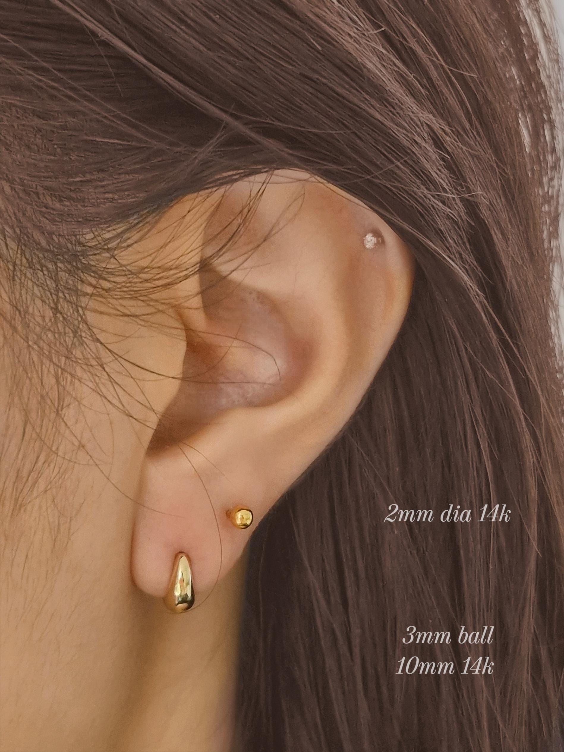 14k 18k solid gold Small tiny teardrop huggie earrings. Dainty hinge earrings. 10mm. 13mm