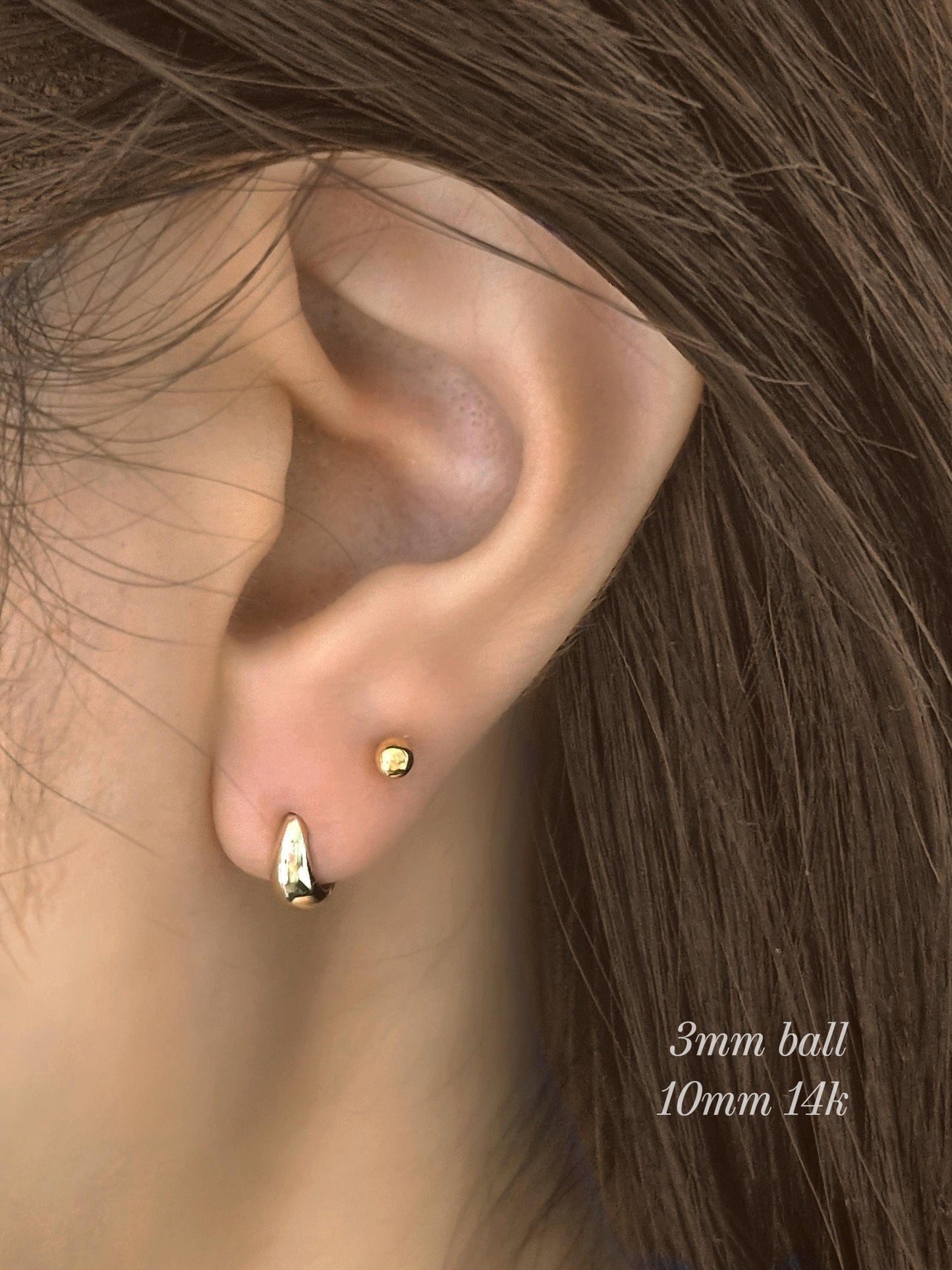 14k 18k solid gold Small tiny teardrop huggie earrings. Dainty hinge earrings. 10mm. 13mm