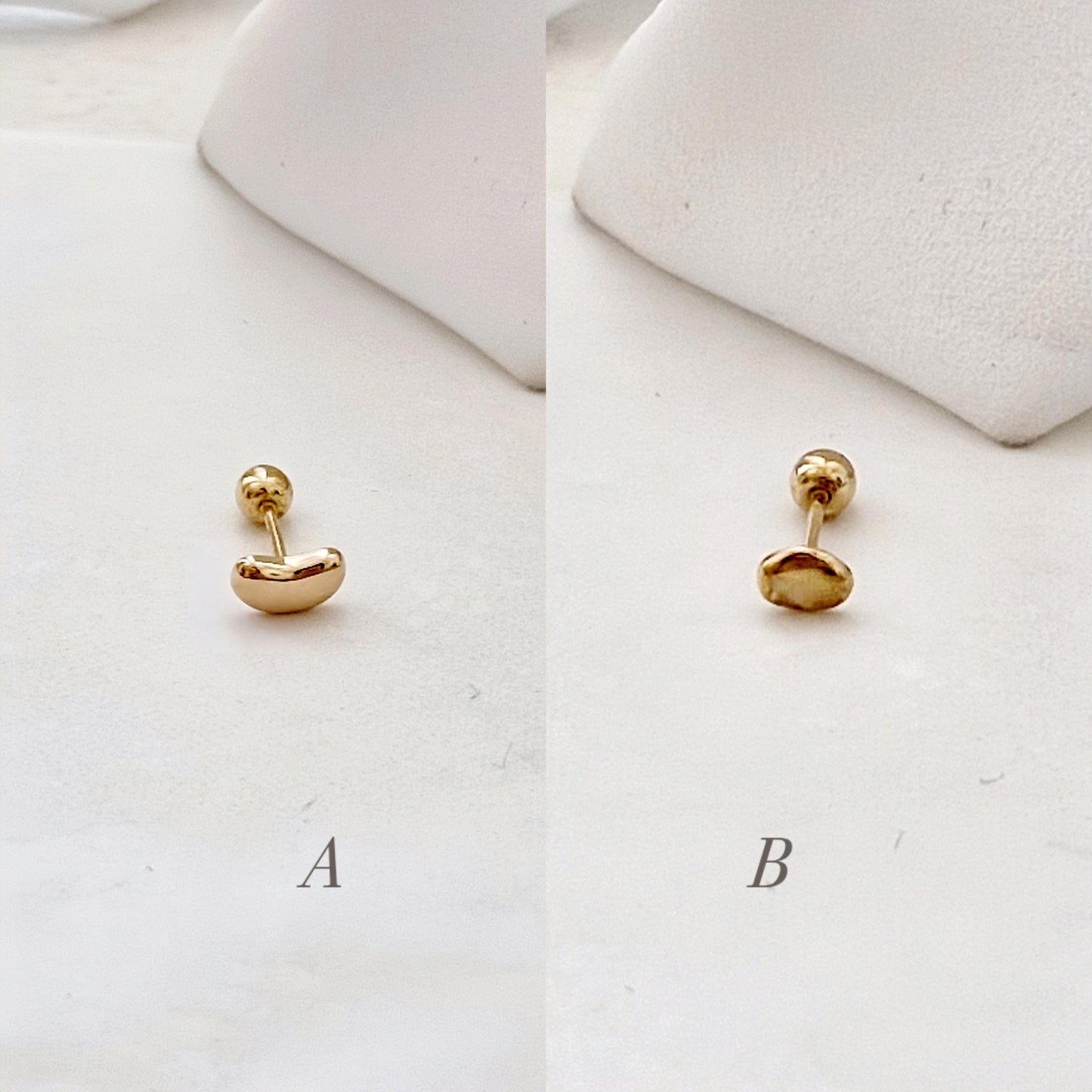 14k solid gold pebble, oval ball stud piercing stud screw ball earring. barbell screwback.21G. tragus, helix. Price for single.