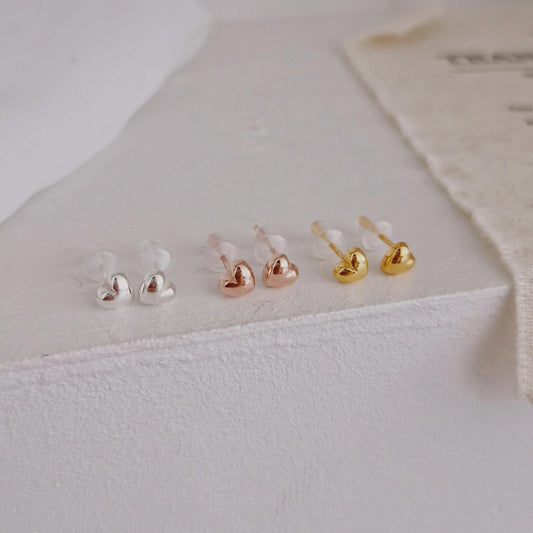 mini heart stud earrings sterling silver 925