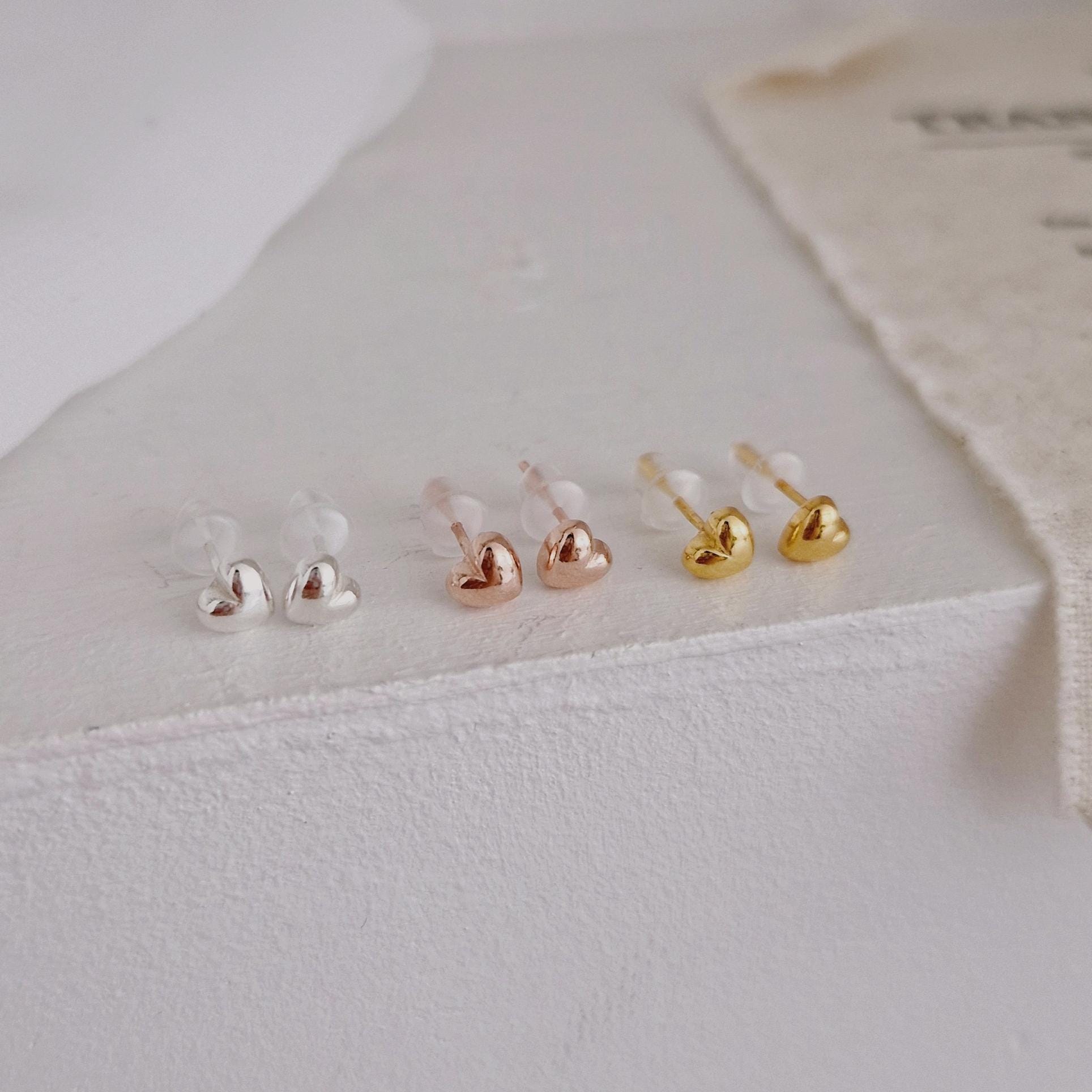 mini heart stud earrings sterling silver 925