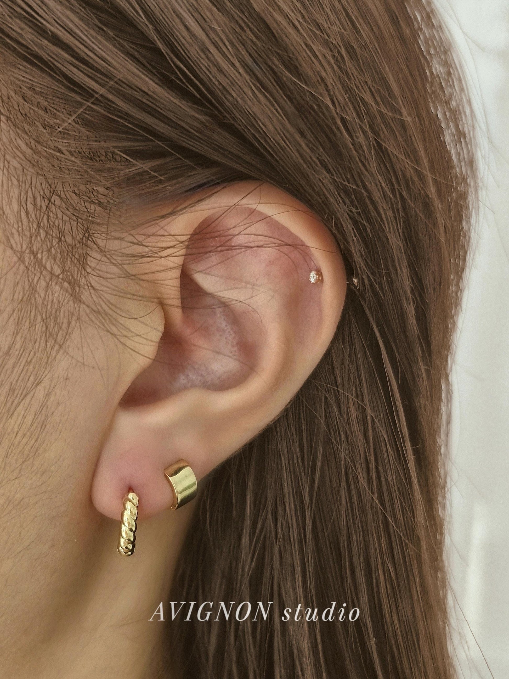 5mm flat bold huggie hoop hinge click. 925 sterling silver earrings.