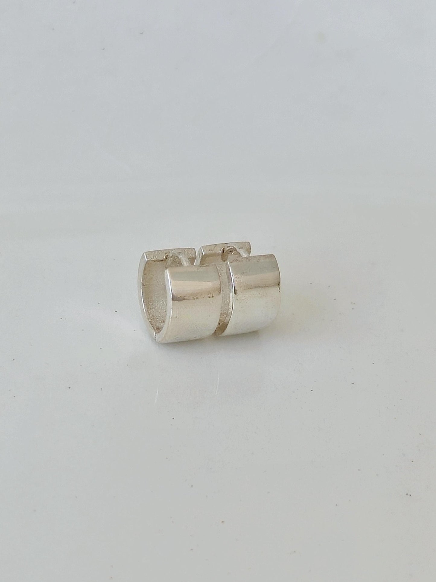 5mm flat bold huggie hoop hinge click. 925 sterling silver earrings.