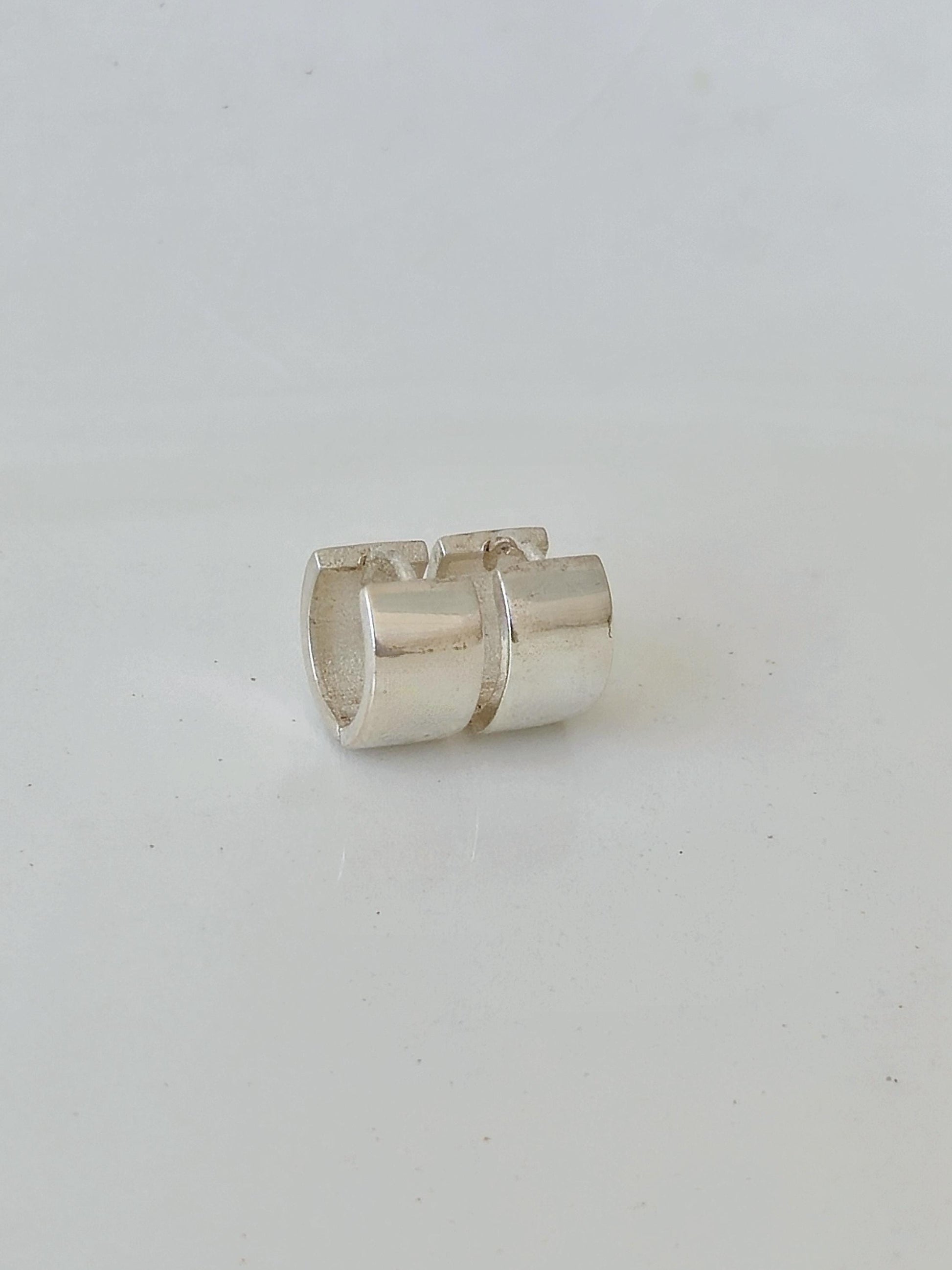5mm flat bold huggie hoop hinge click. 925 sterling silver earrings.
