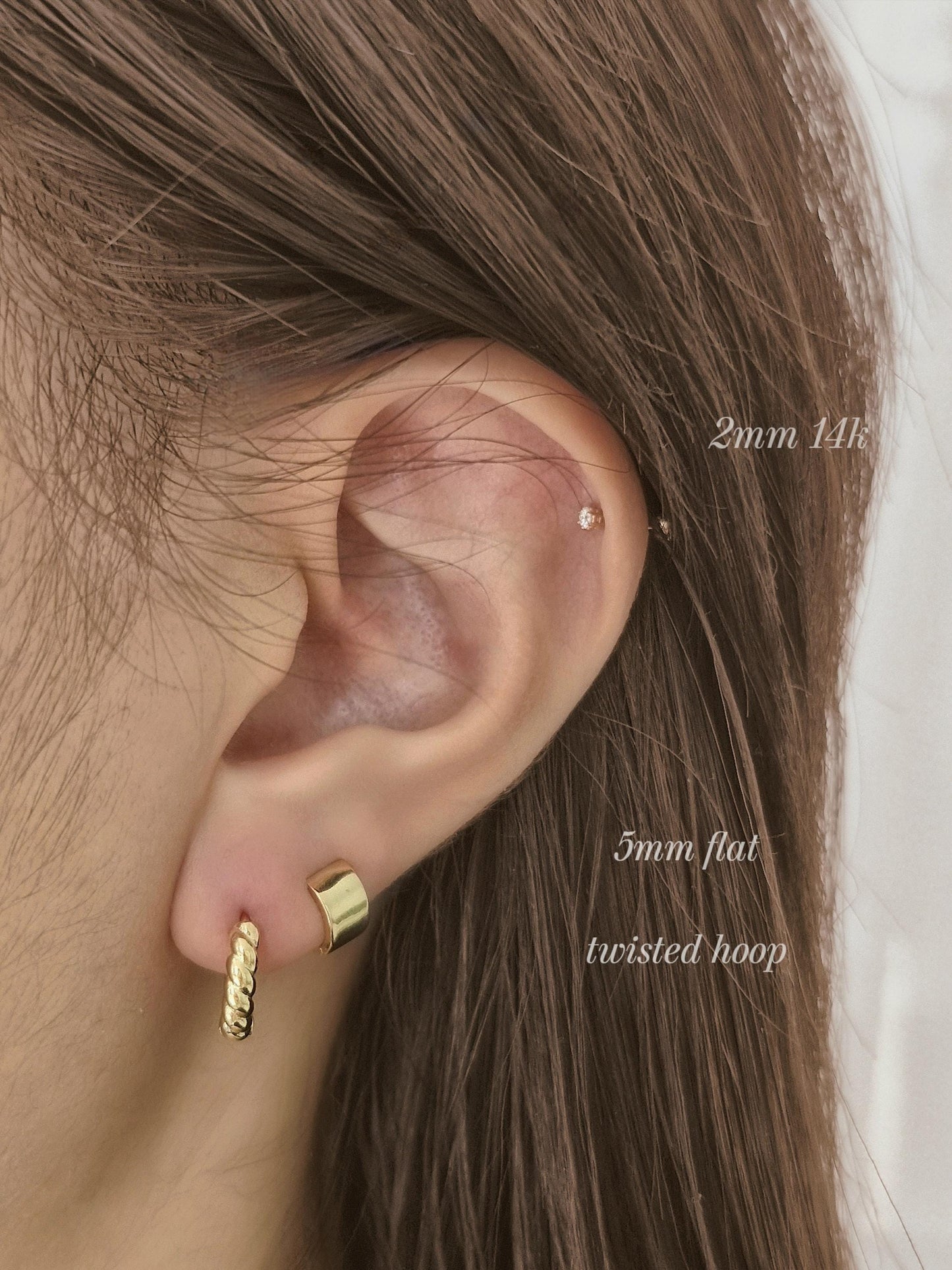 5mm flat bold huggie hoop hinge click. 925 sterling silver earrings.