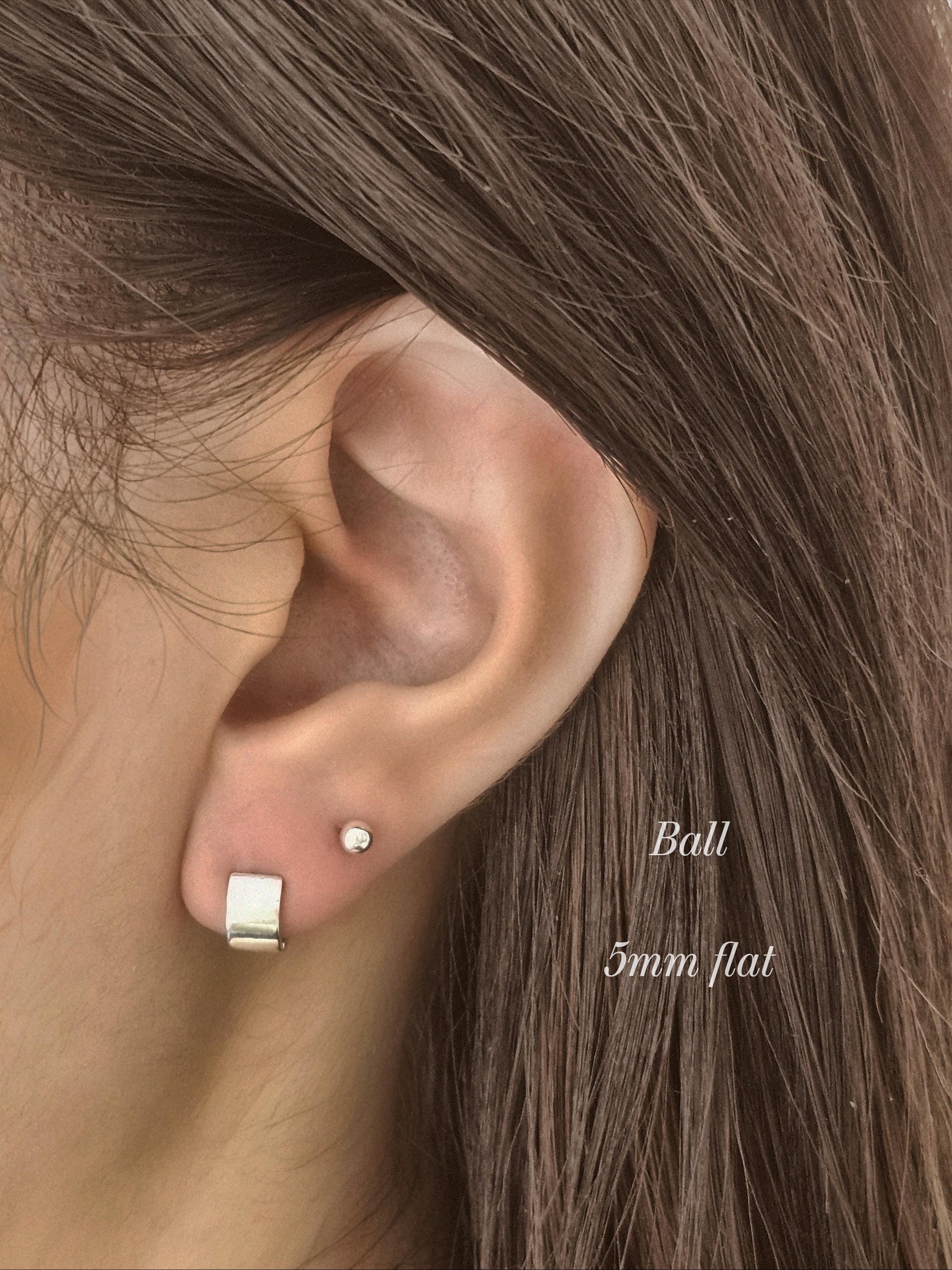 5mm flat bold huggie hoop hinge click. 925 sterling silver earrings.