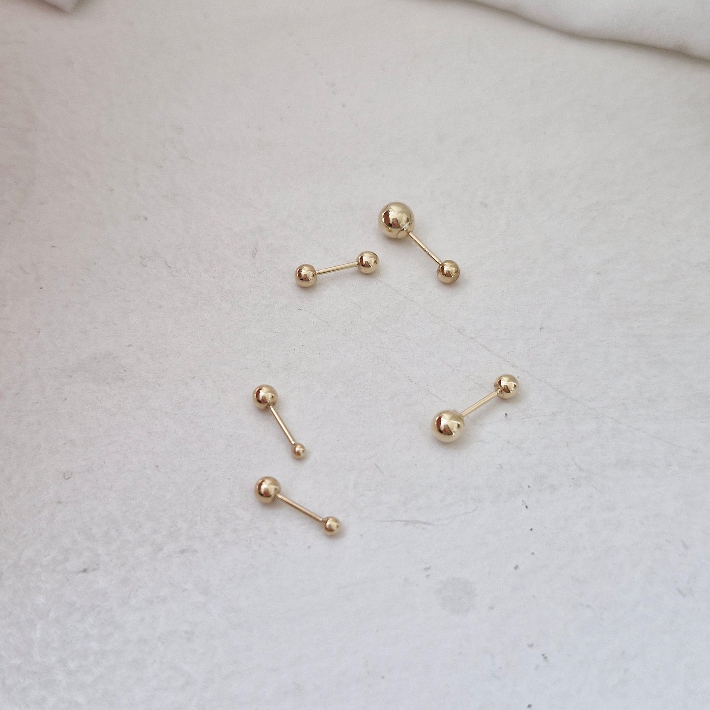 1.5mm 2mm 3mm 4mm 5mm ball screwball piercing stud earring. 14k solid gold. 21G. 14k ball piercing. (price for single)