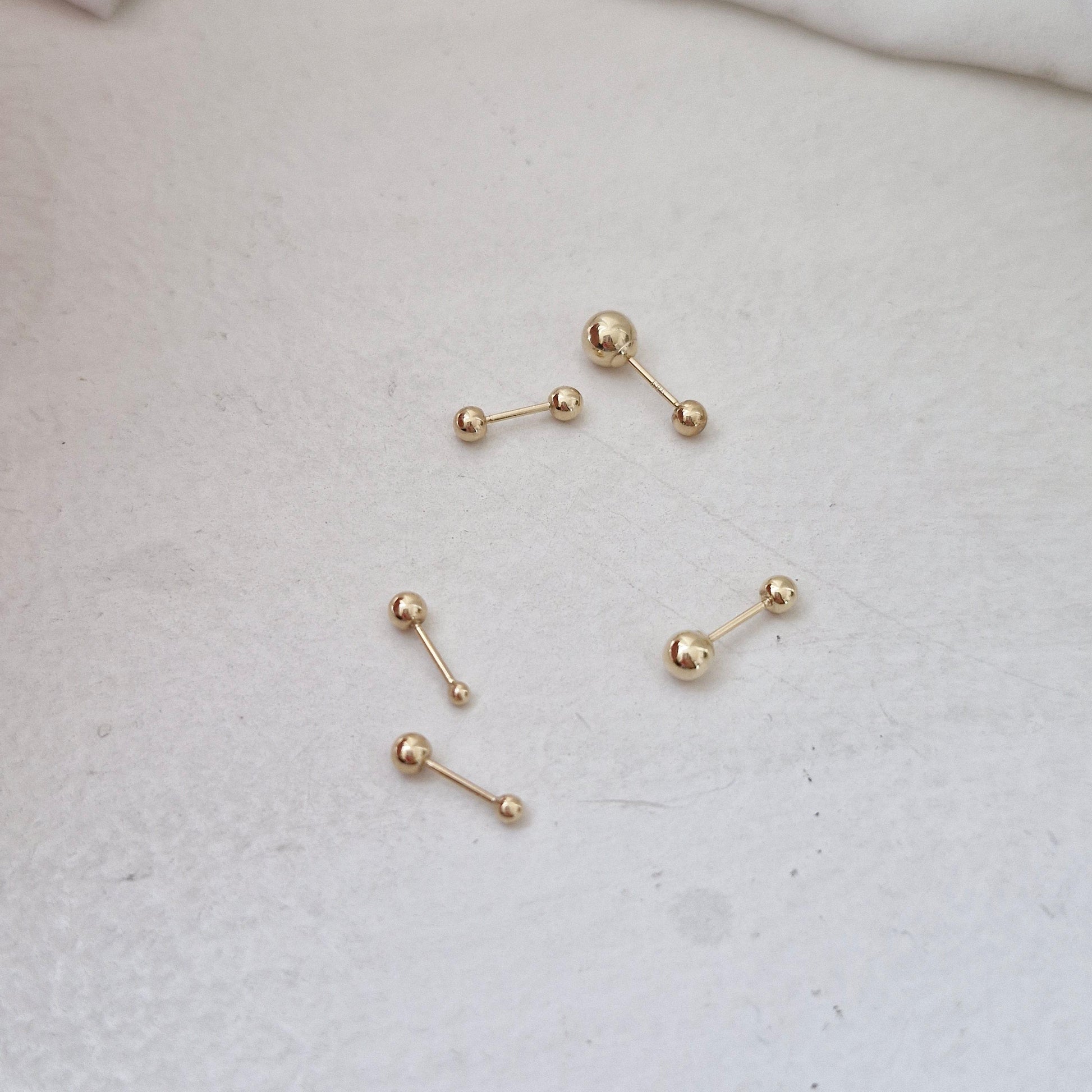 1.5mm 2mm 3mm 4mm 5mm ball screwball piercing stud earring. 14k solid gold. 21G. 14k ball piercing. (price for single)