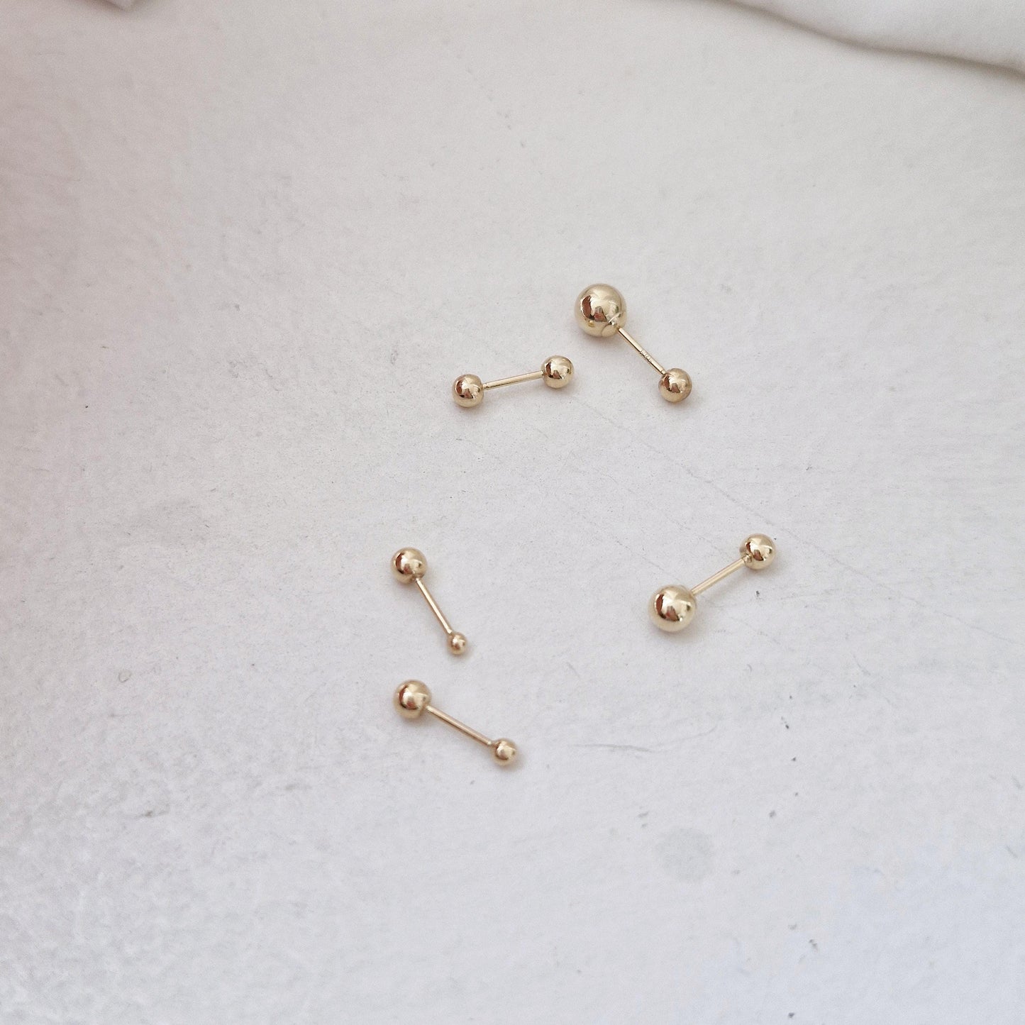 1.5mm 2mm 3mm 4mm 5mm ball screwball piercing stud earring. 14k solid gold. 21G. 14k ball piercing. (price for single)