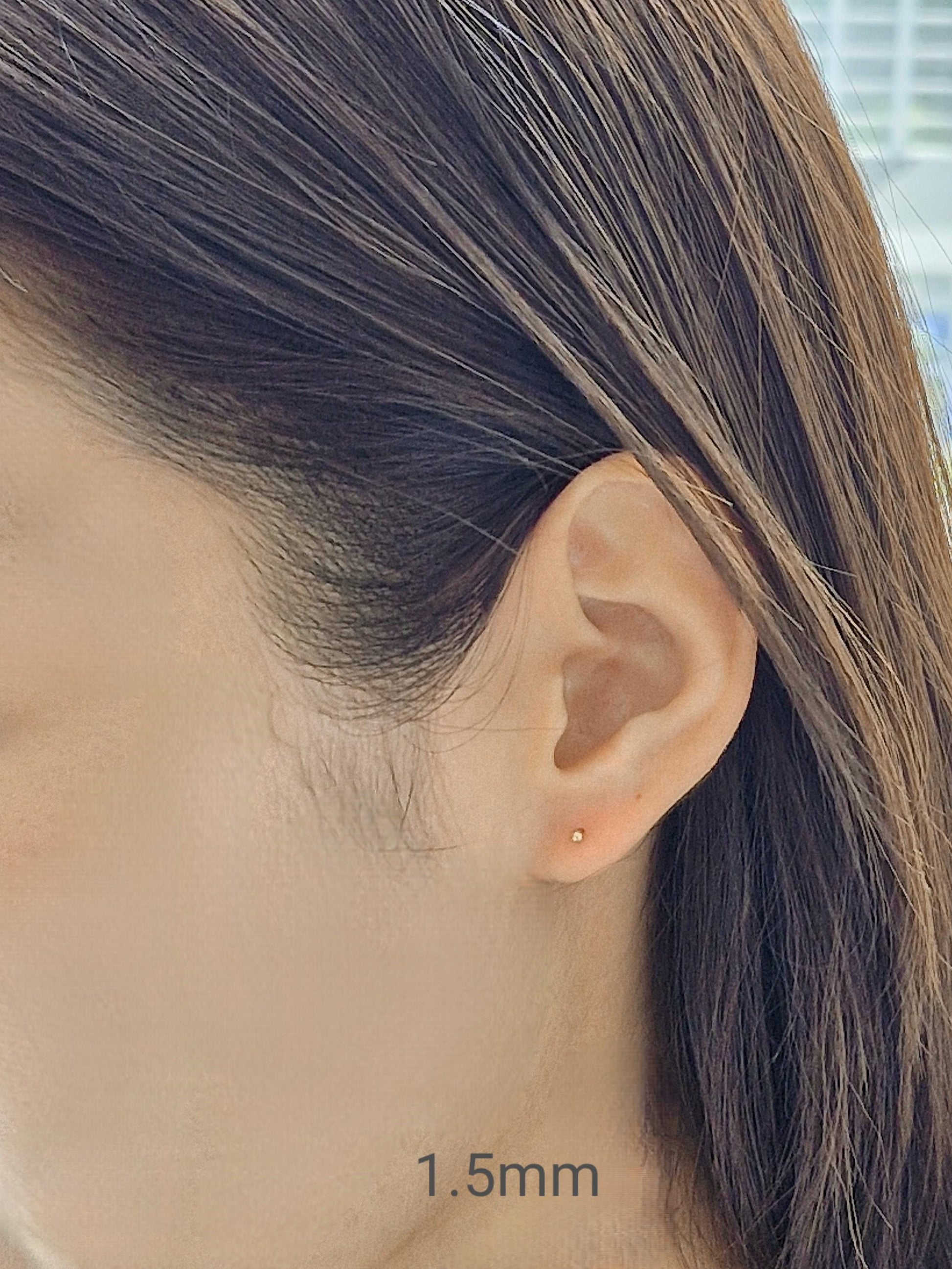 1.5mm 2mm 3mm 4mm 5mm ball screwball piercing stud earring. 14k solid gold. 21G. 14k ball piercing. (price for single)