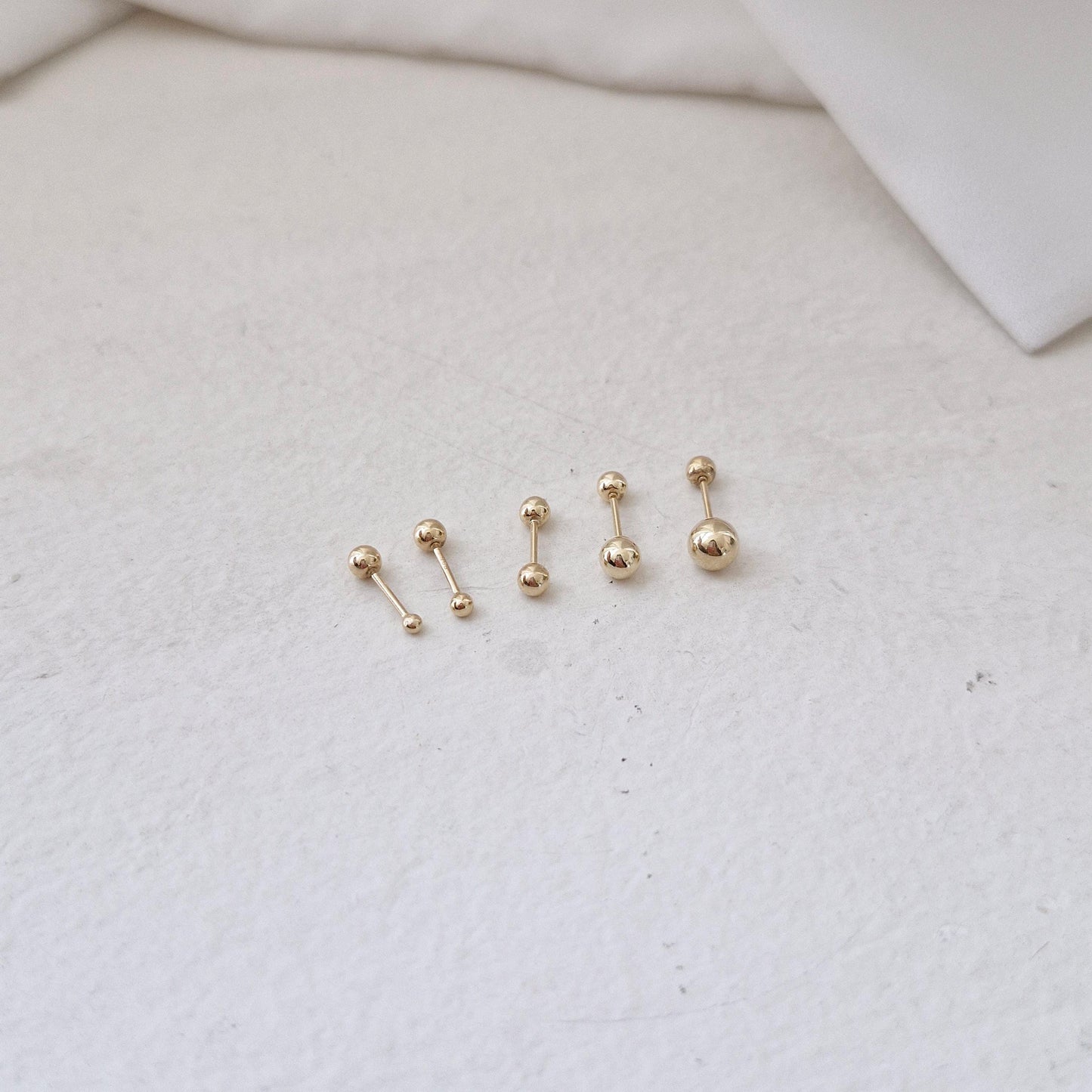 1.5mm 2mm 3mm 4mm 5mm ball screwball piercing stud earring. 14k solid gold. 21G. 14k ball piercing. (price for single)