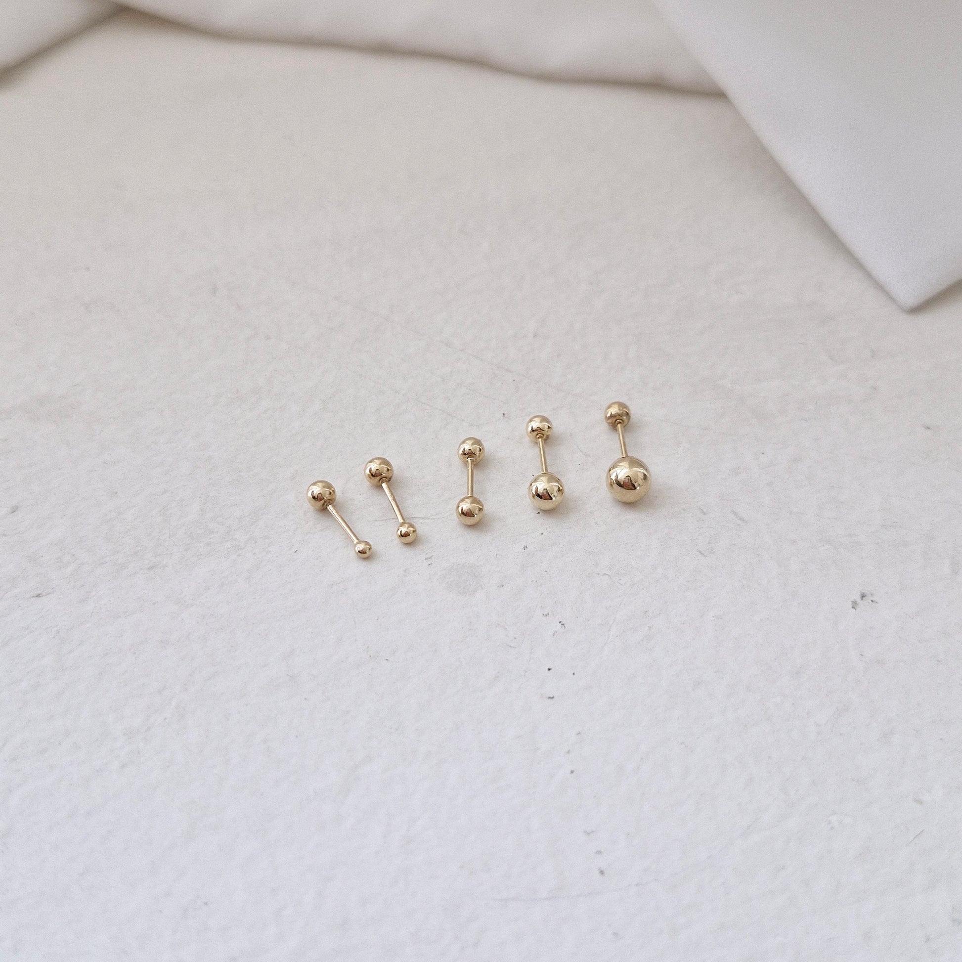 1.5mm 2mm 3mm 4mm 5mm ball screwball piercing stud earring. 14k solid gold. 21G. 14k ball piercing. (price for single)