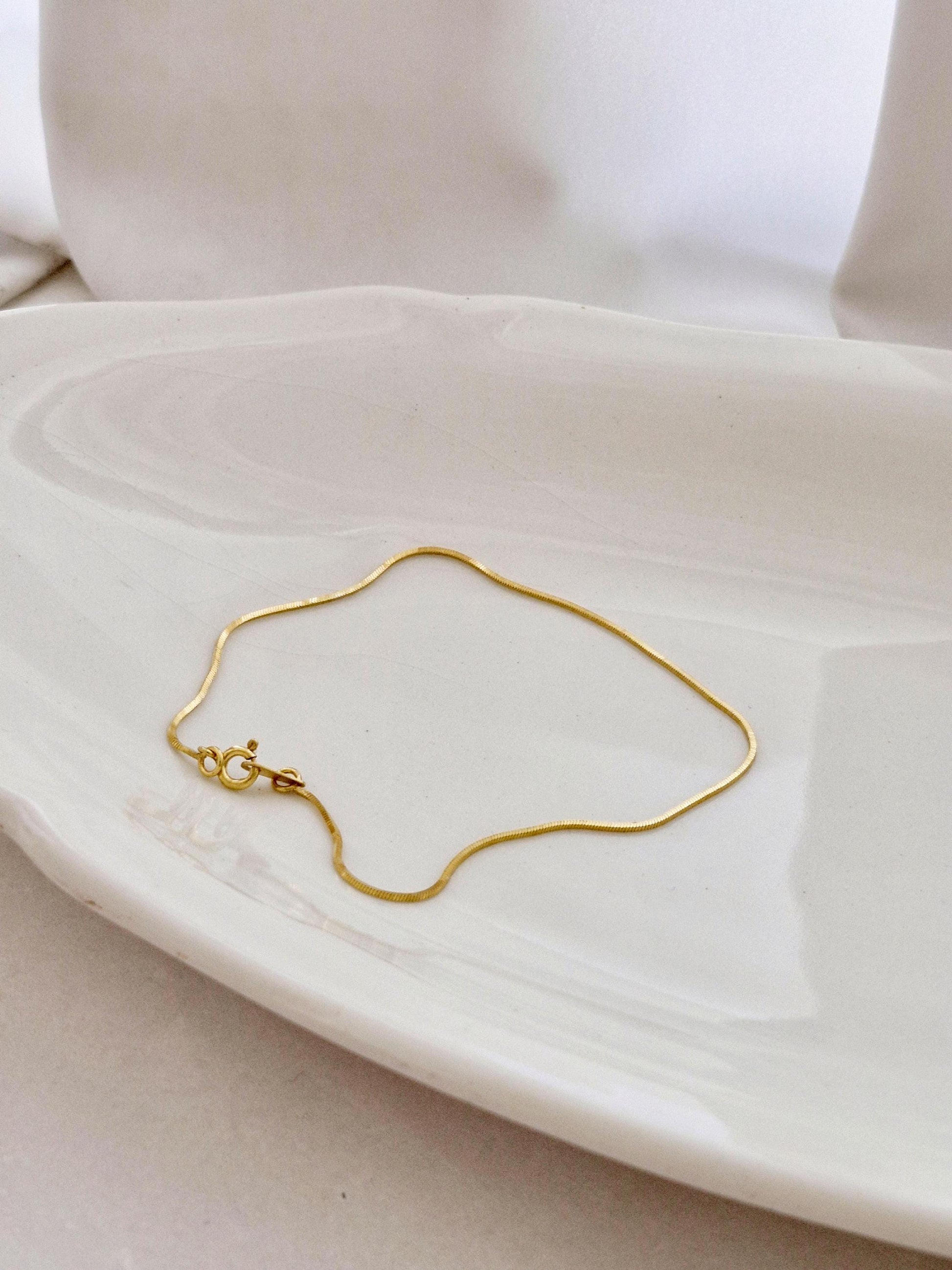 0.8mm sleek thin Sterling Silver Square Snake Chain Anklet, bracelet. Minimalist 925 Silver Dainty Jewelry, Adjustable Length, Gift for Her.