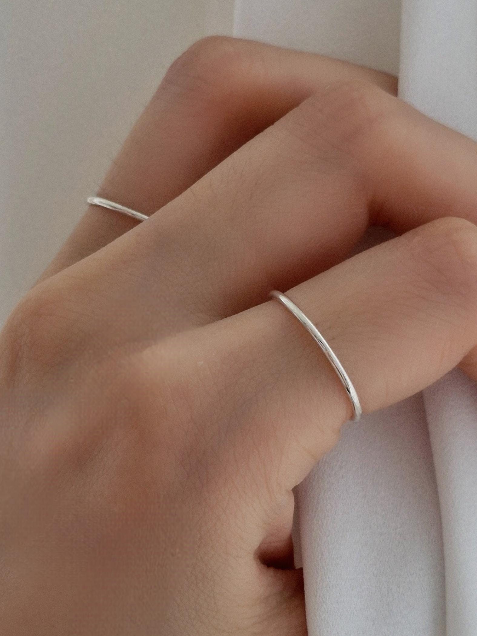 1.2 - 1.3 mm  stacking slim minimal sterling silver 925 ring. thin simple basic ring.