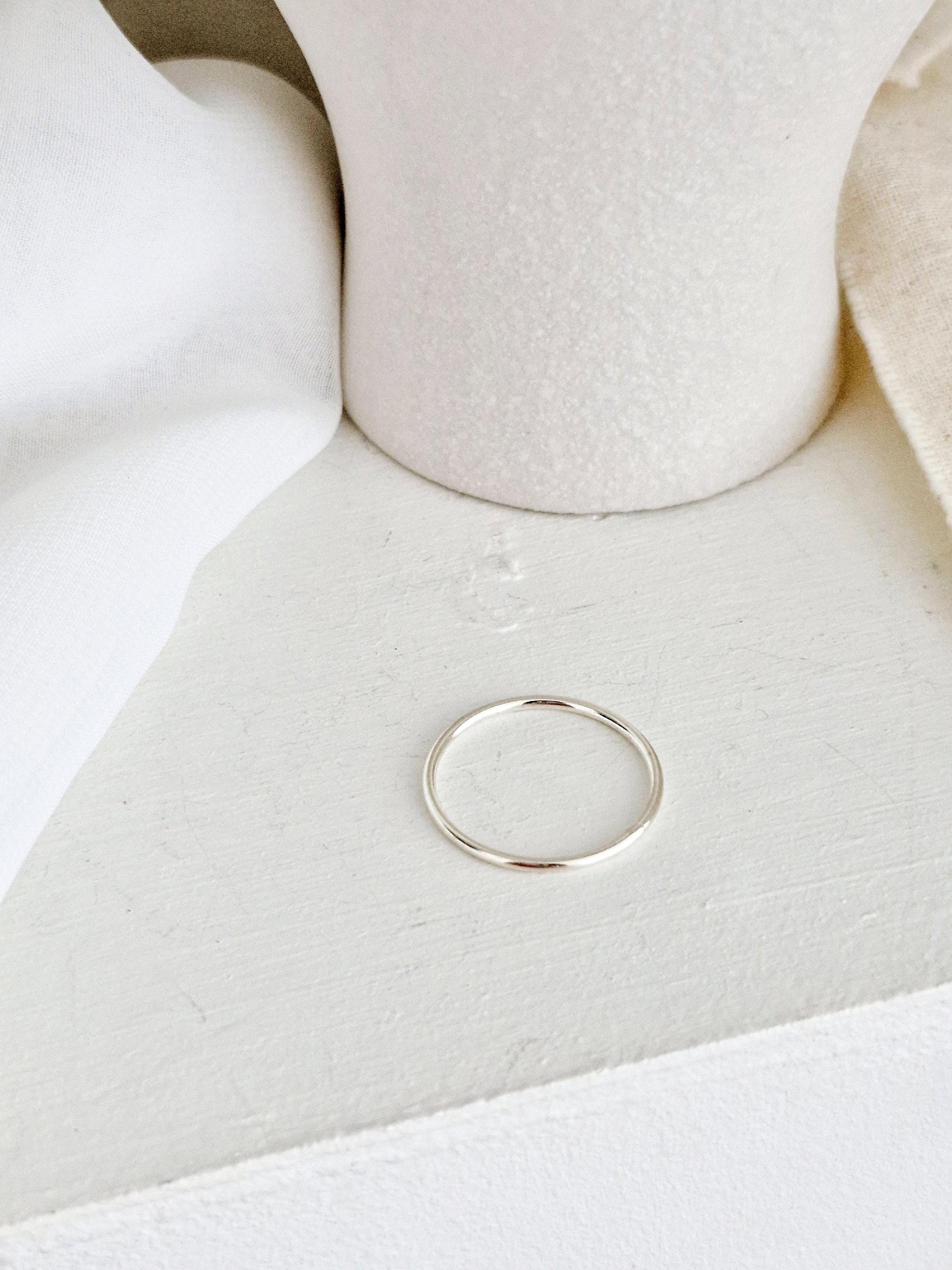 1.2 - 1.3 mm  stacking slim minimal sterling silver 925 ring. thin simple basic ring.