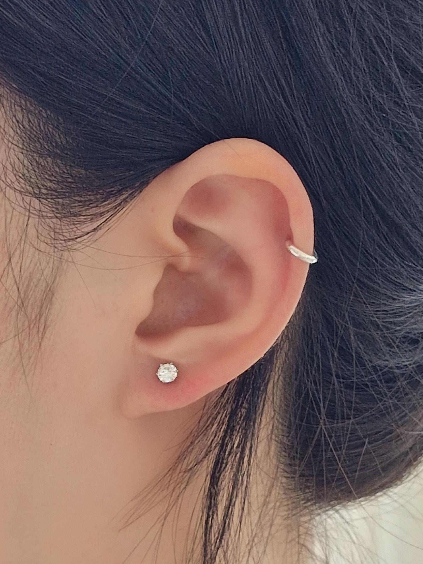 8mm tiny mini hoop sterling silver 925 earrings. outconch. Hinged Clicker Hoop. Price for pair.