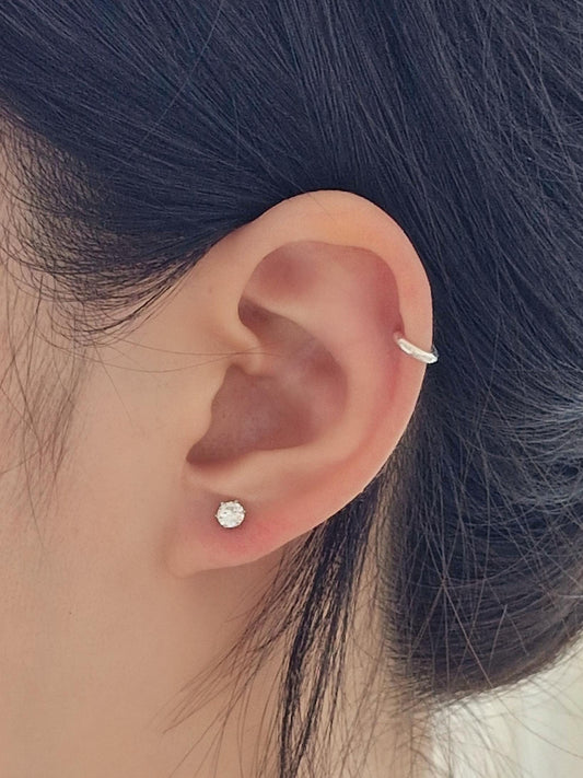 8mm tiny mini hoop sterling silver 925 earrings. outconch. Hinged Clicker Hoop. Price for pair.