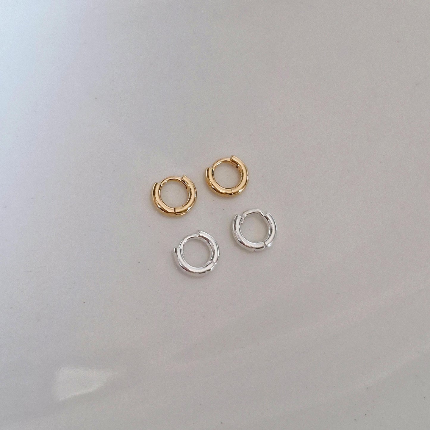 8mm tiny mini hoop sterling silver 925 earrings. outconch. Hinged Clicker Hoop. Price for pair.