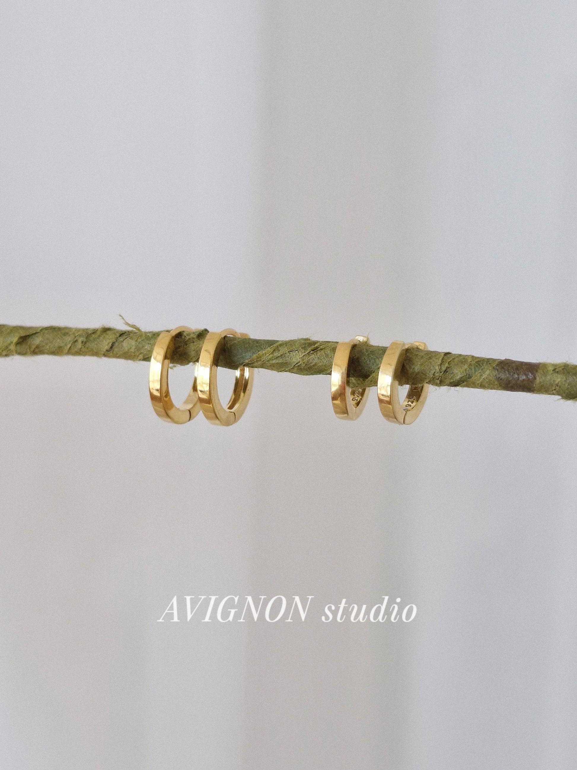 2mm width flat hoop huggie earrings. 11mm 12.5mm. minimal sterling silver 925 hoop earrings.