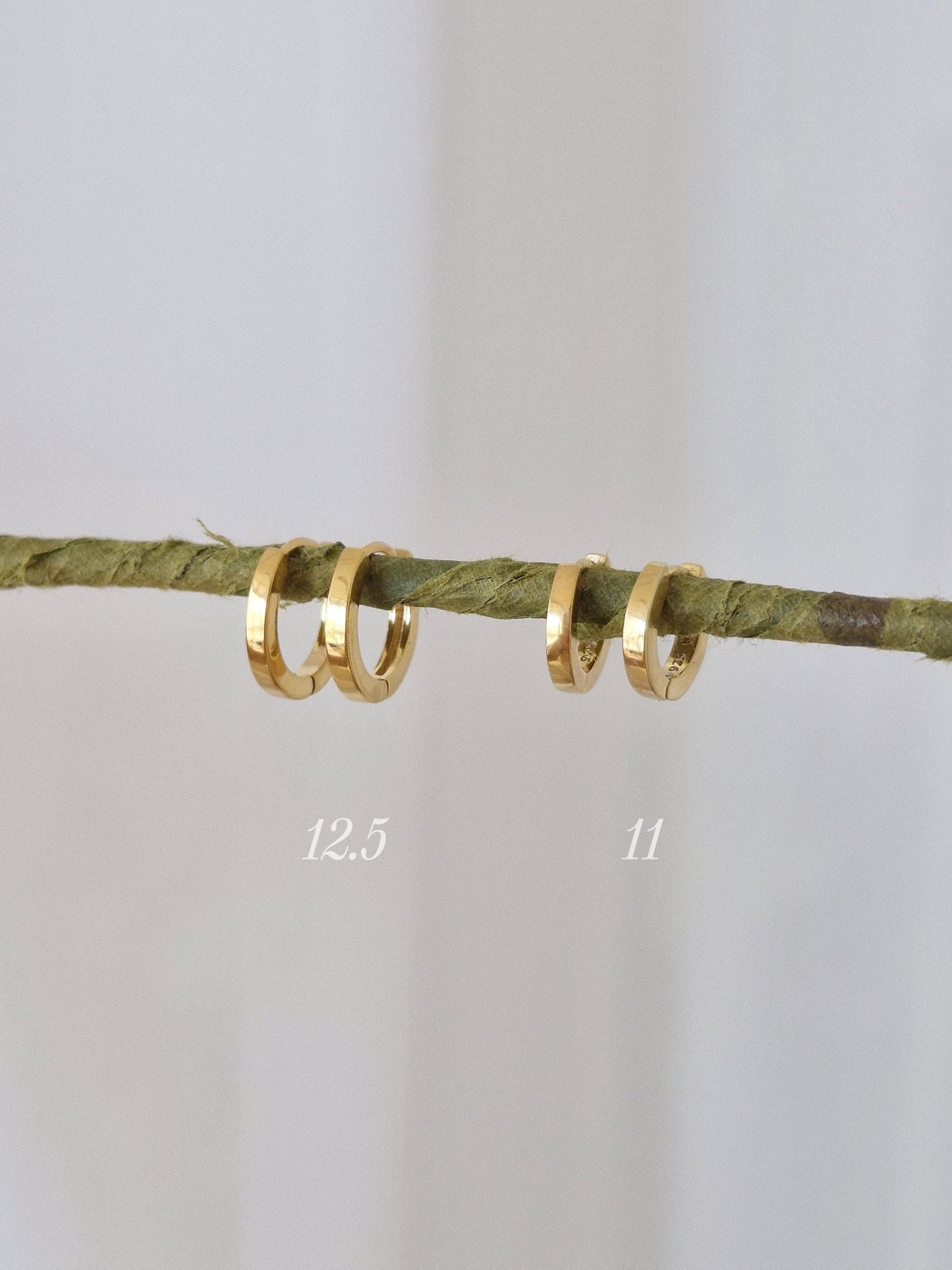 2mm width flat hoop huggie earrings. 11mm 12.5mm. minimal sterling silver 925 hoop earrings.