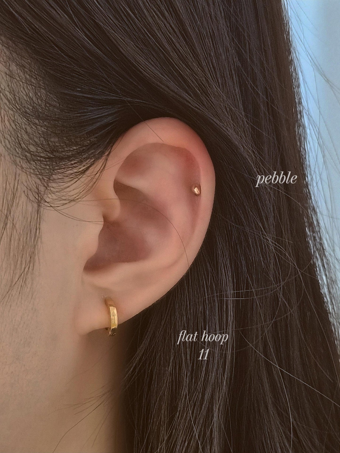 2mm width flat hoop huggie earrings. 11mm 12.5mm. minimal sterling silver 925 hoop earrings.