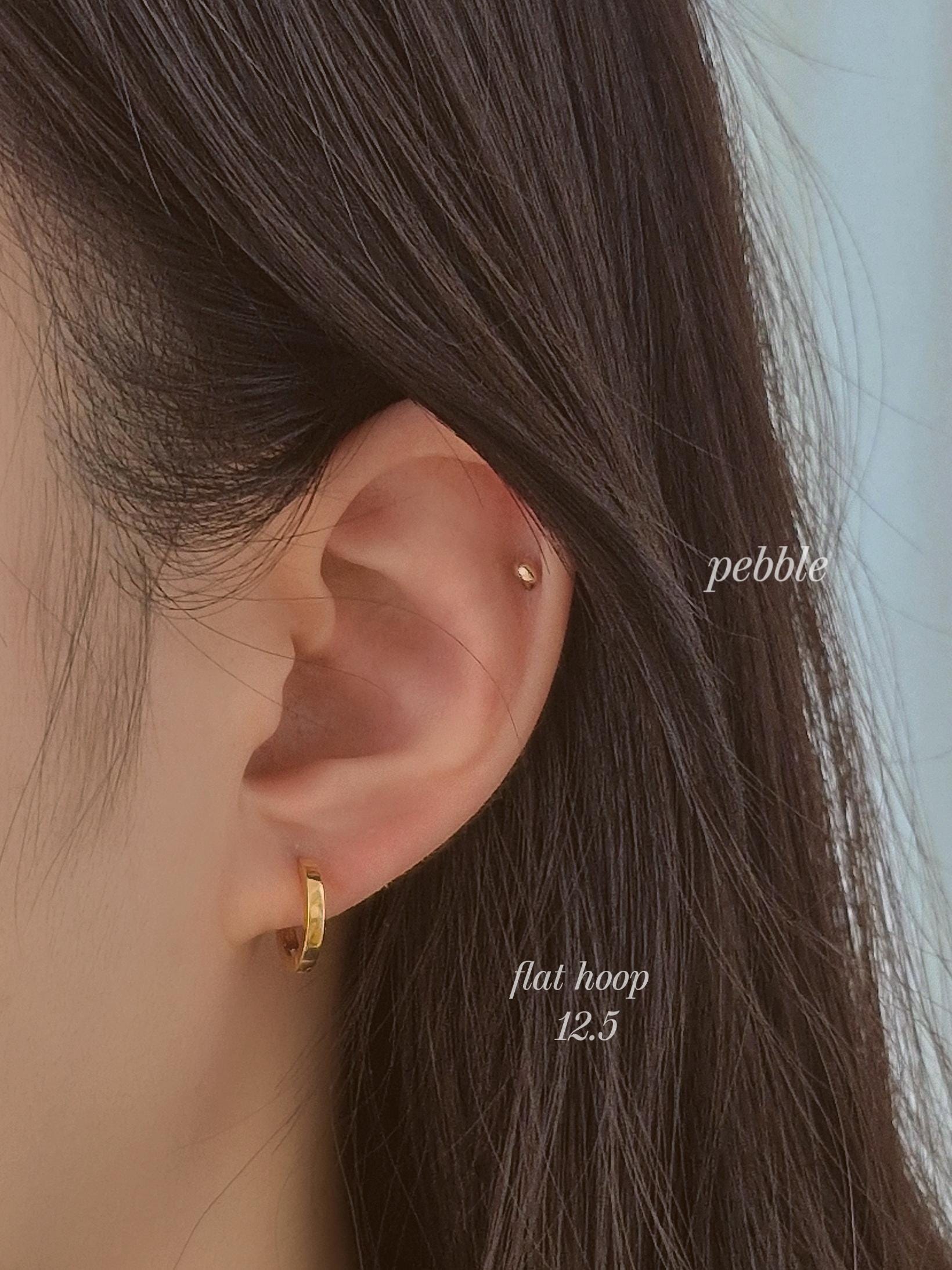 2mm width flat hoop huggie earrings. 11mm 12.5mm. minimal sterling silver 925 hoop earrings.