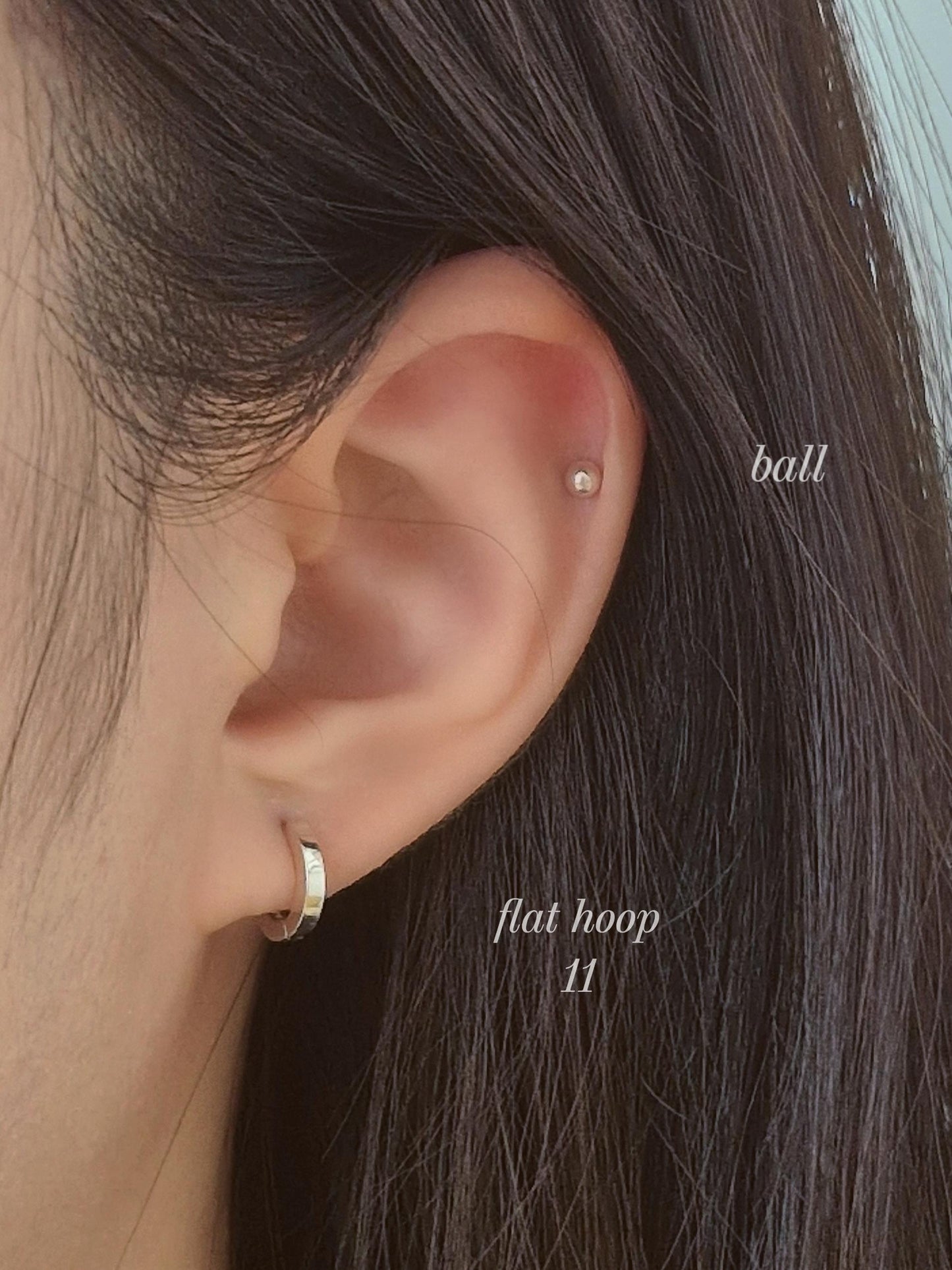 2mm width flat hoop huggie earrings. 11mm 12.5mm. minimal sterling silver 925 hoop earrings.