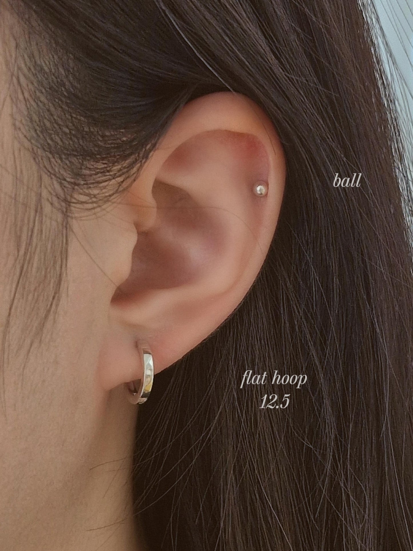 2mm width flat hoop huggie earrings. 11mm 12.5mm. minimal sterling silver 925 hoop earrings.