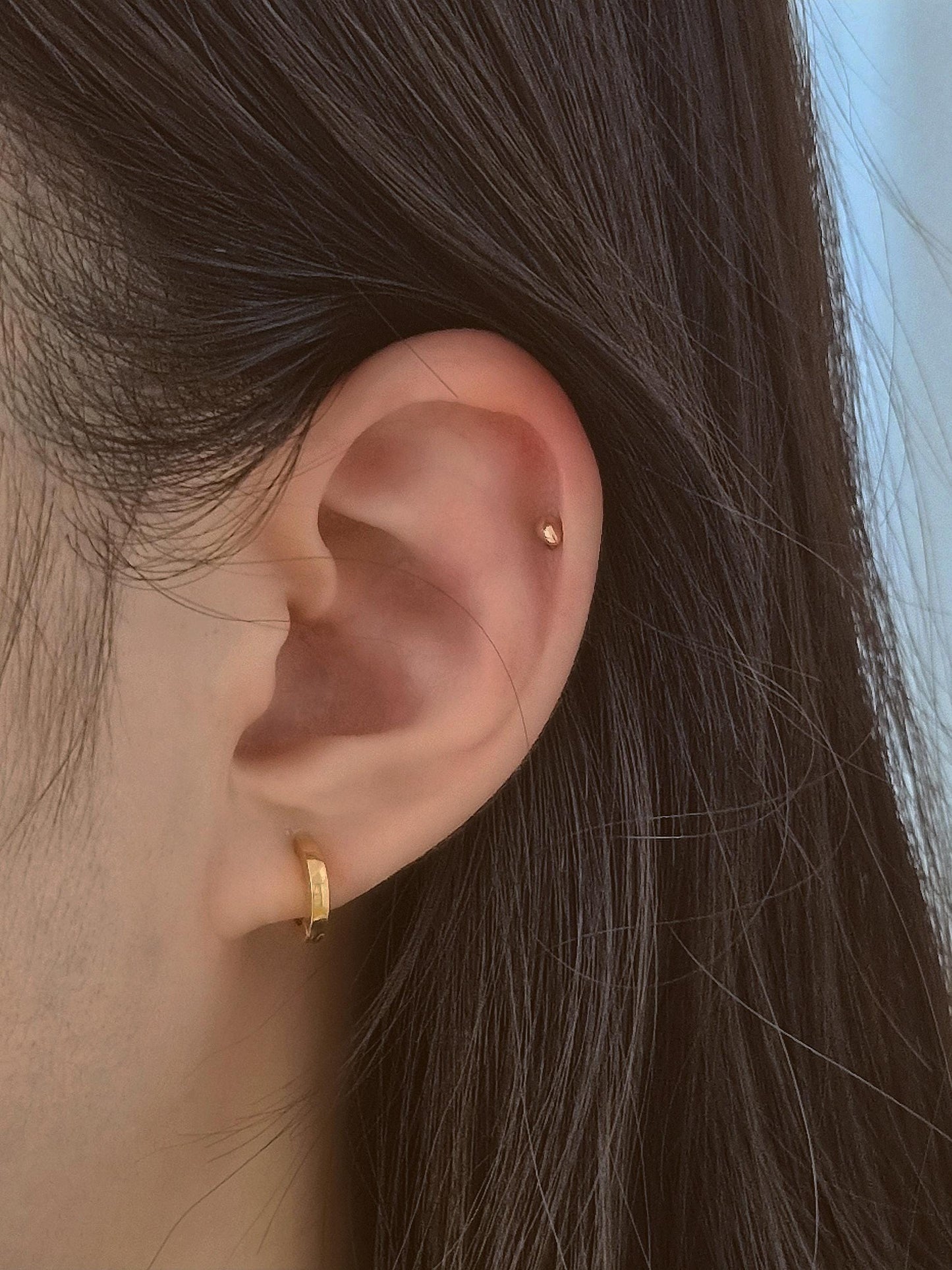 2mm width flat hoop huggie earrings. 11mm 12.5mm. minimal sterling silver 925 hoop earrings.