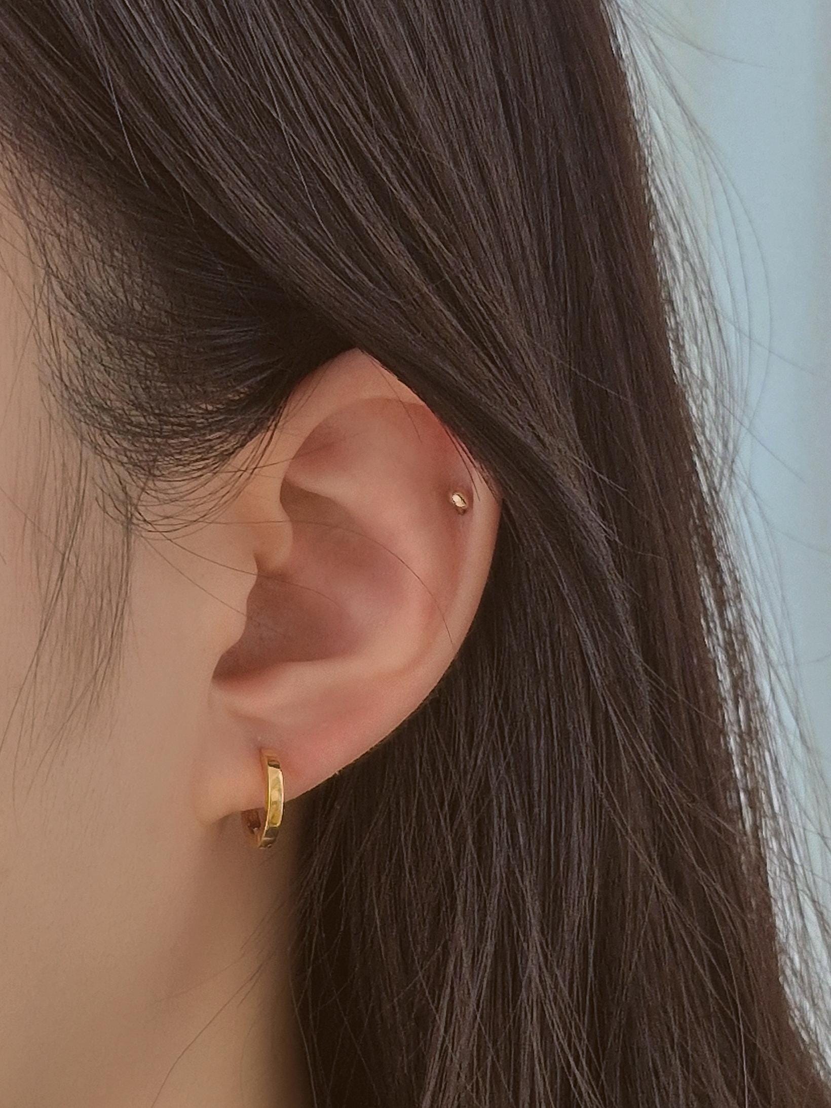 2mm width flat hoop huggie earrings. 11mm 12.5mm. minimal sterling silver 925 hoop earrings.