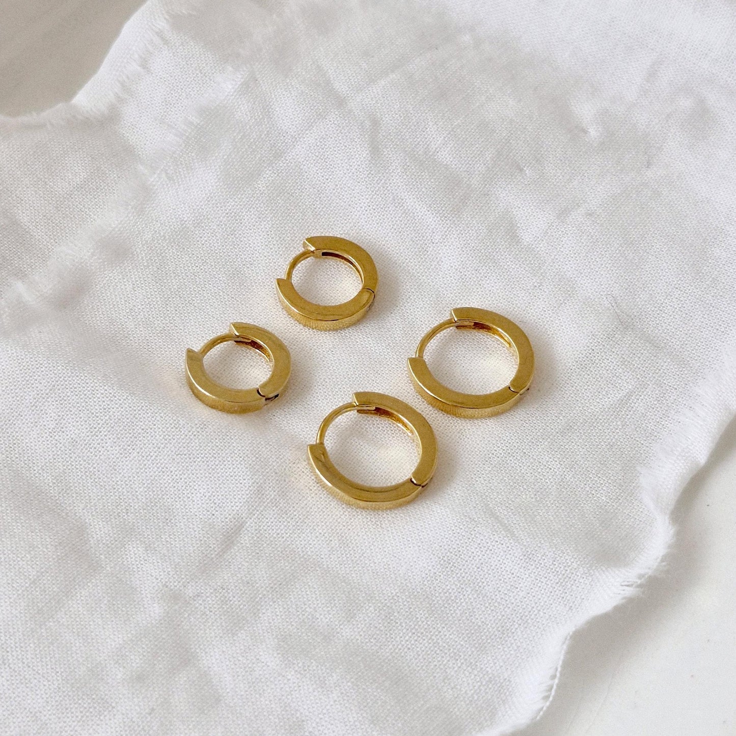 2mm width flat hoop huggie earrings. 11mm 12.5mm. minimal sterling silver 925 hoop earrings.