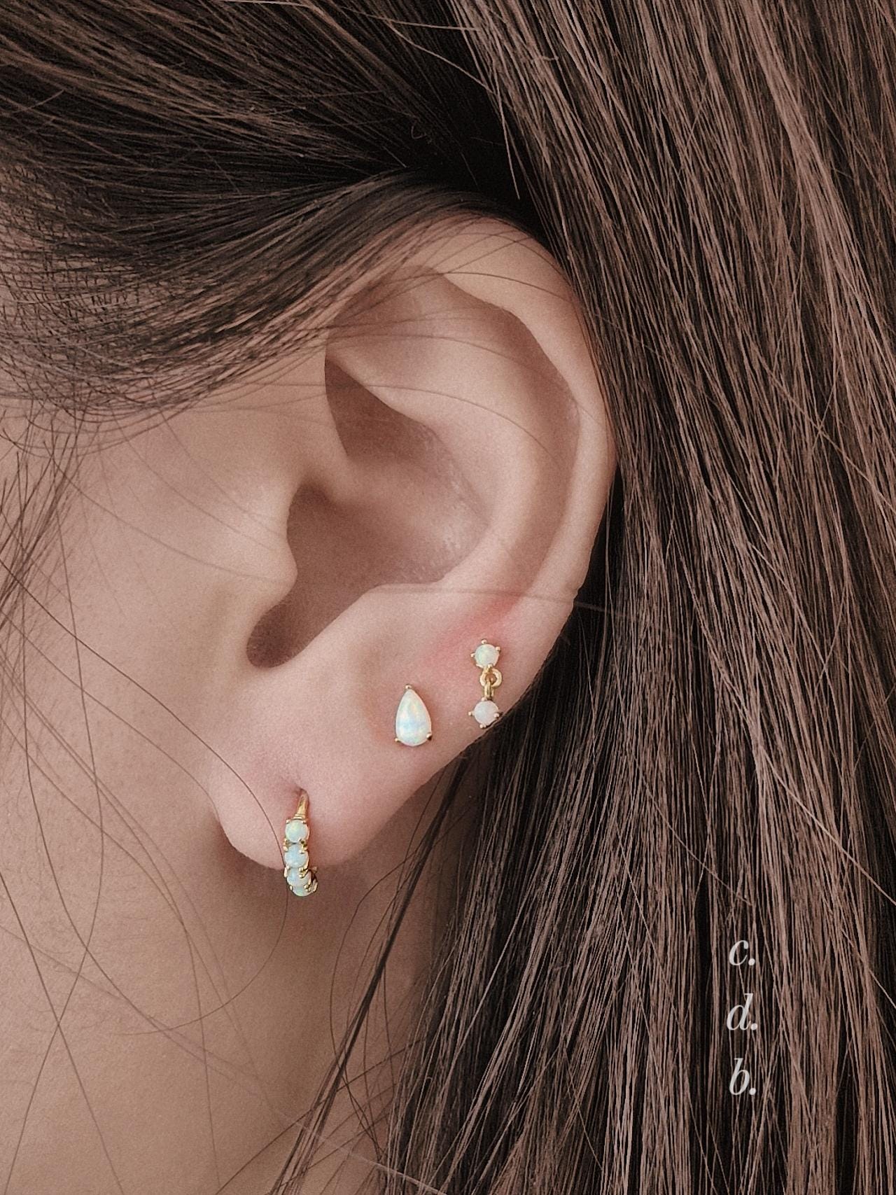 opal labret hoop earrings set. Opal labret. Opal hoop. sterling silver earrings. Tiny hoop. opal piercing