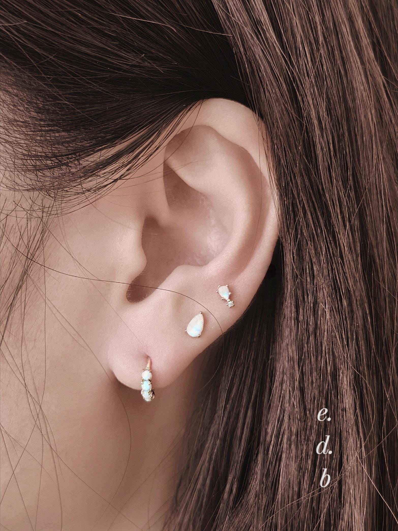 opal labret hoop earrings set. Opal labret. Opal hoop. sterling silver earrings. Tiny hoop. opal piercing