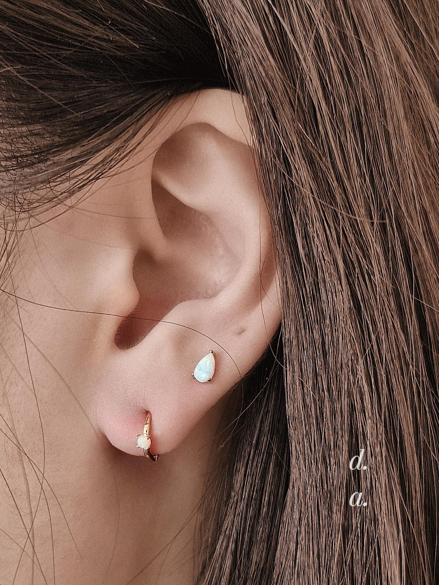 opal labret hoop earrings set. Opal labret. Opal hoop. sterling silver earrings. Tiny hoop. opal piercing