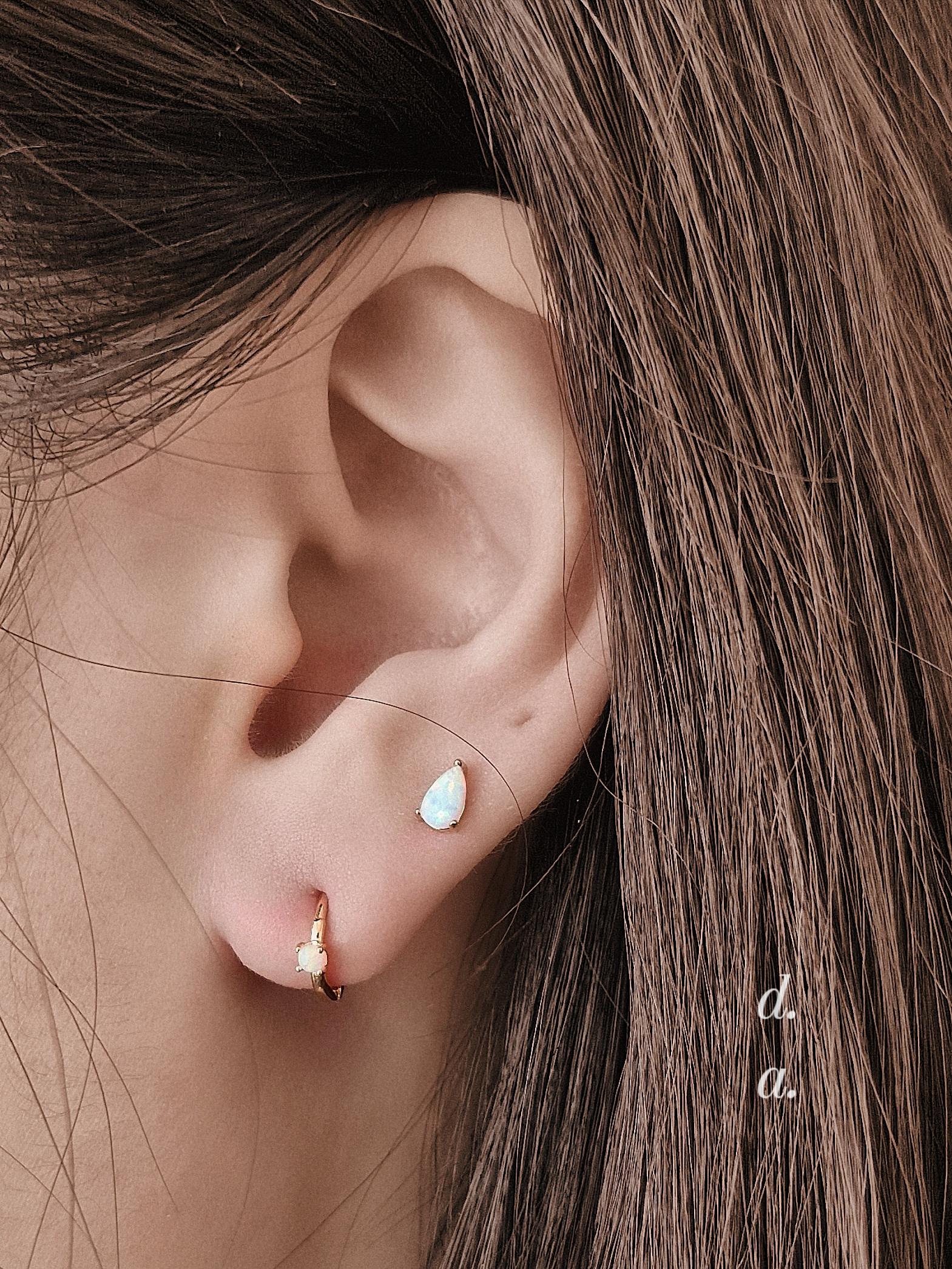 opal labret hoop earrings set. Opal labret. Opal hoop. sterling silver earrings. Tiny hoop. opal piercing