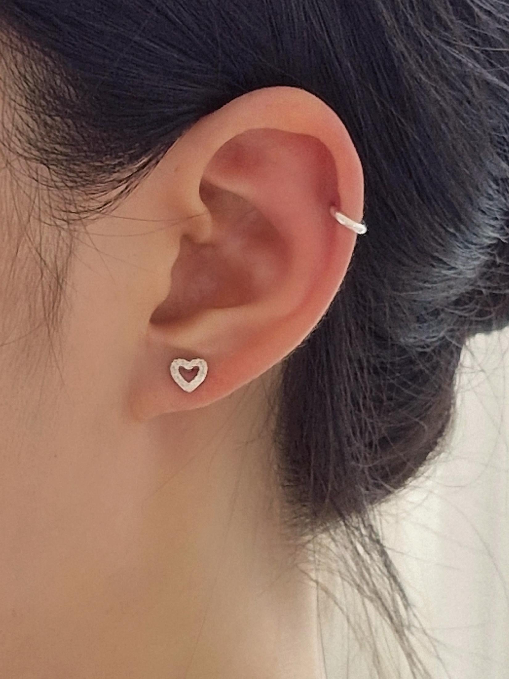 open heart cubic sterling silver 925 piercing. barbell silver gold rosegold. 20G. price for single