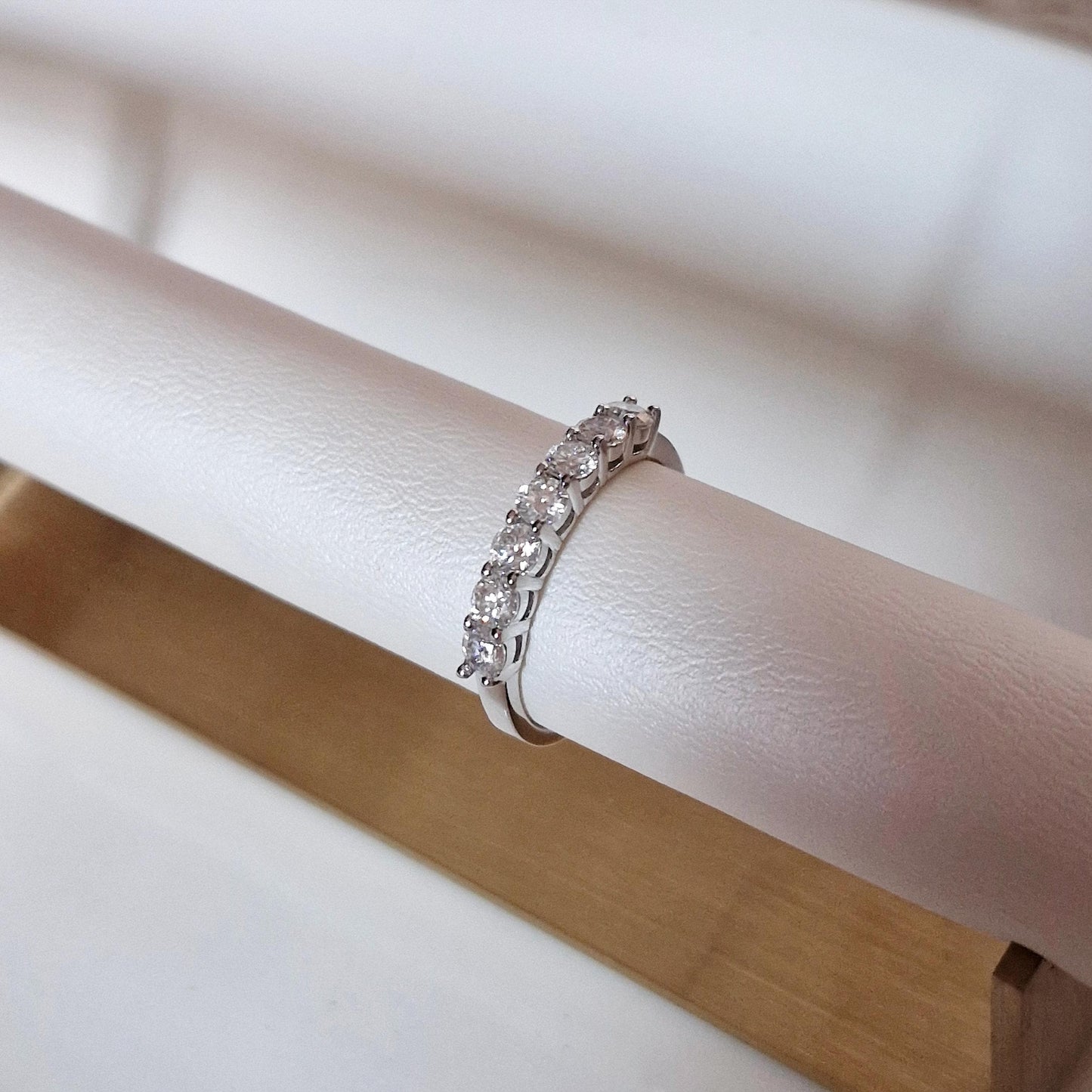 pure moments Moissanite diamond Half Eternity Ring Sterling Silver Ring.