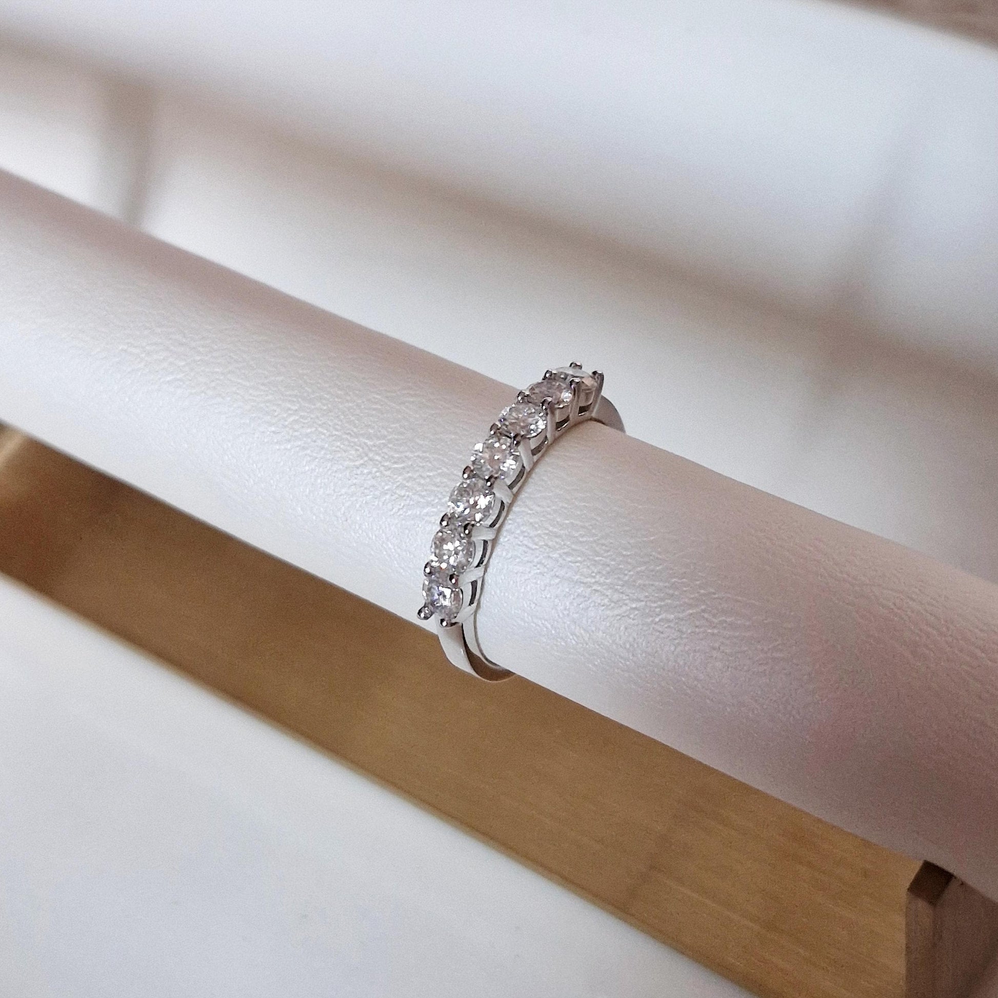 pure moments Moissanite diamond Half Eternity Ring Sterling Silver Ring.