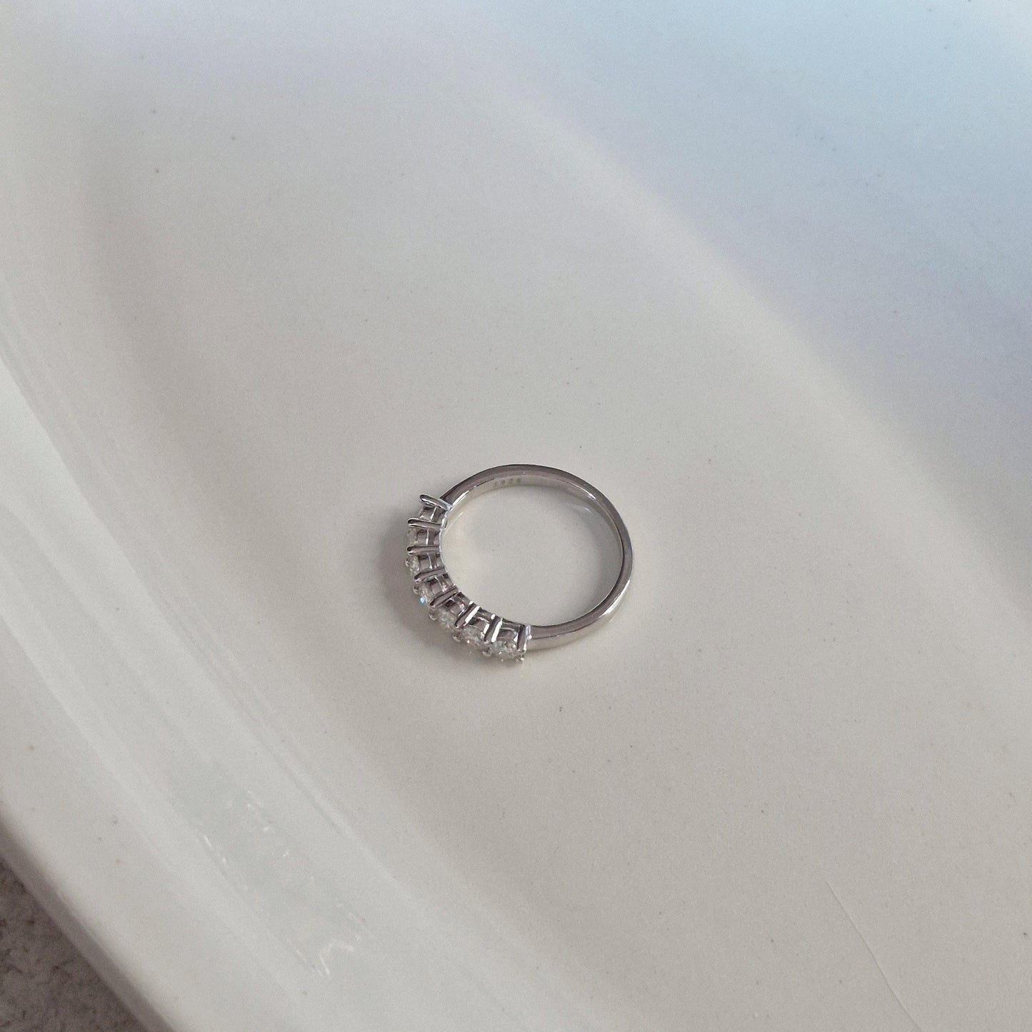 pure moments Moissanite diamond Half Eternity Ring Sterling Silver Ring.