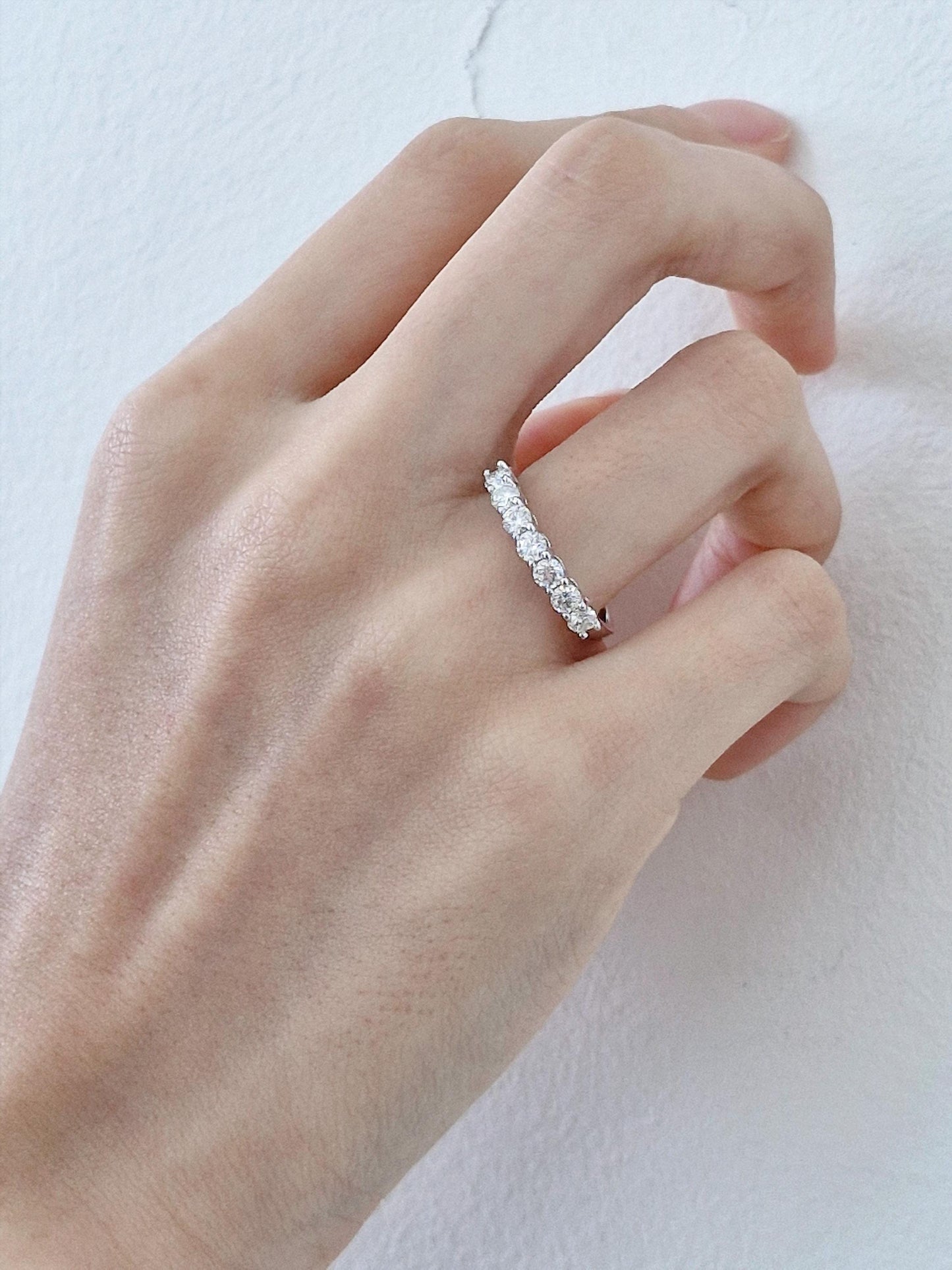 pure moments Moissanite diamond Half Eternity Ring Sterling Silver Ring.