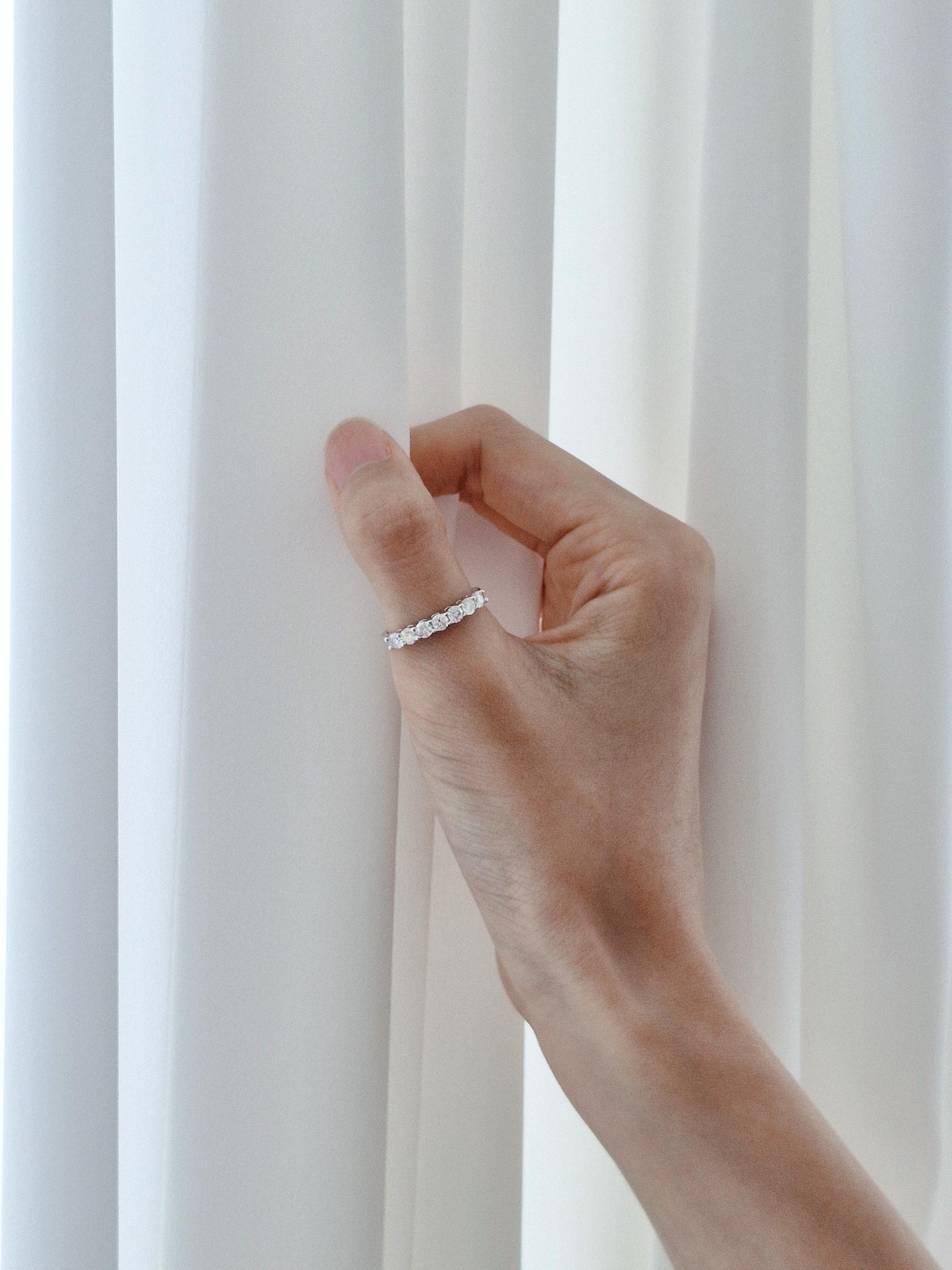 pure moments Moissanite diamond Half Eternity Ring Sterling Silver Ring.