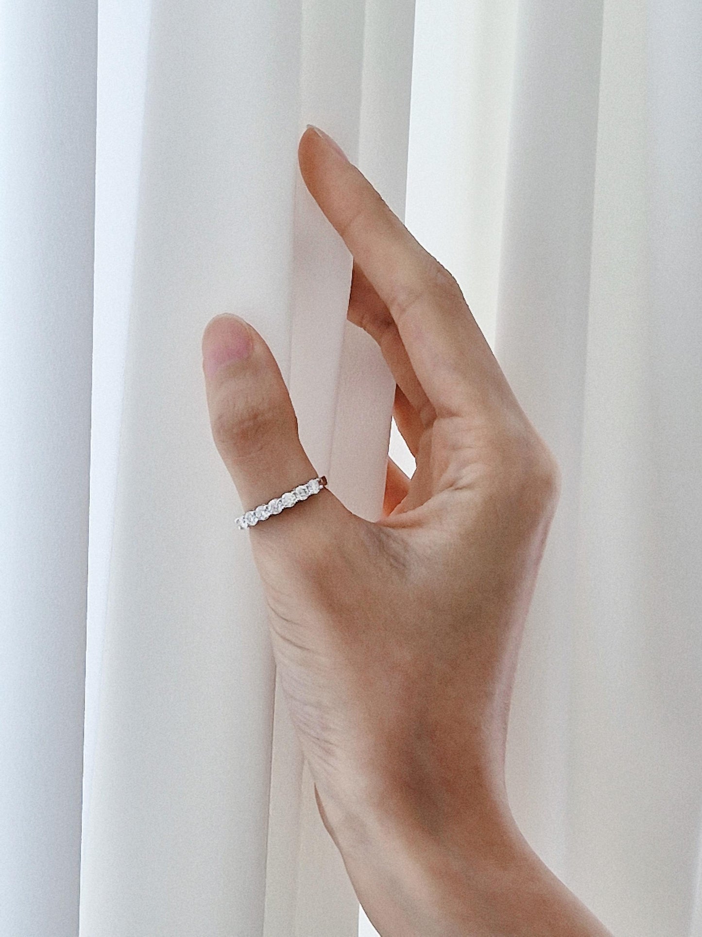 pure moments Moissanite diamond Half Eternity Ring Sterling Silver Ring.