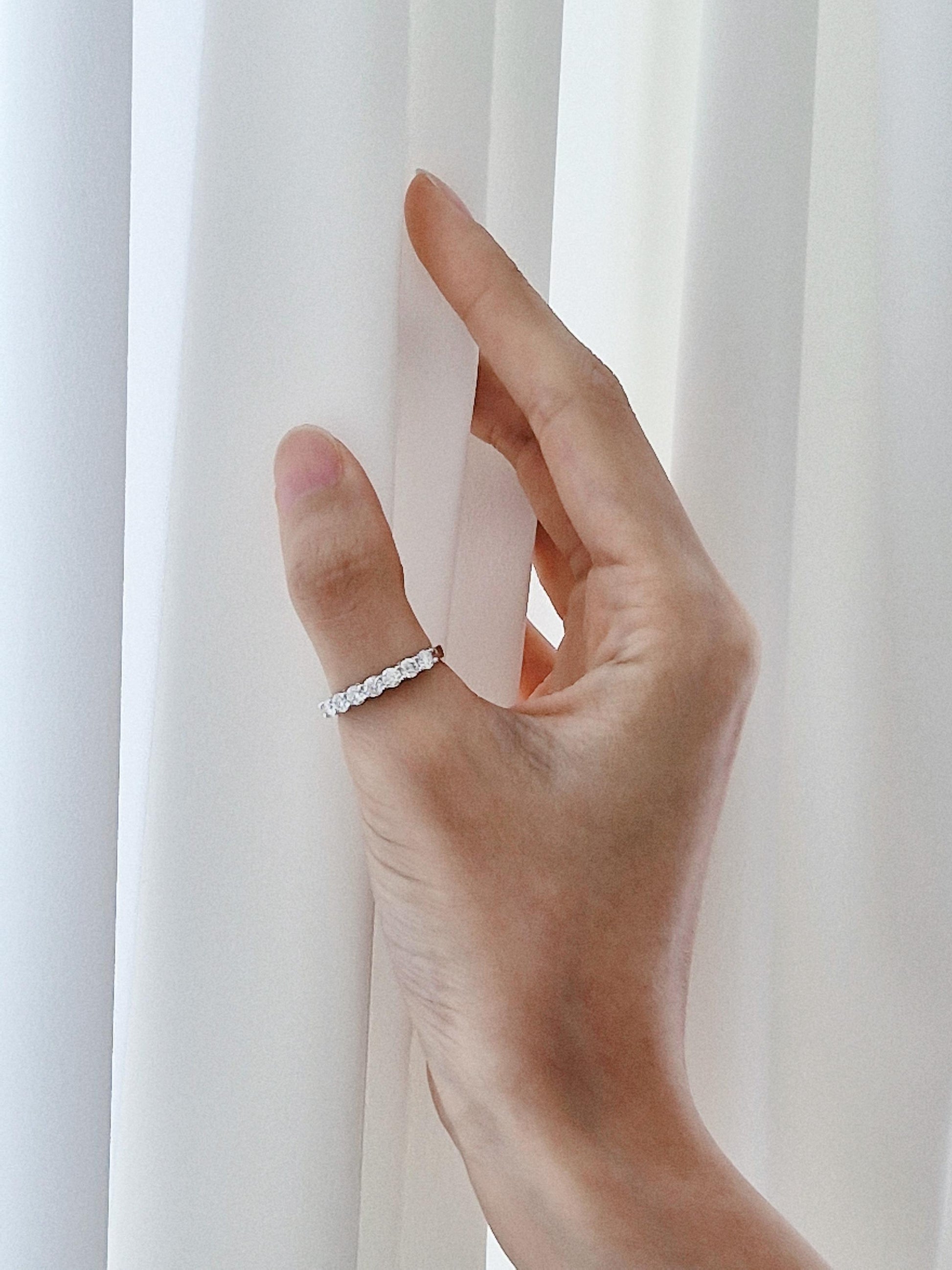 pure moments Moissanite diamond Half Eternity Ring Sterling Silver Ring.