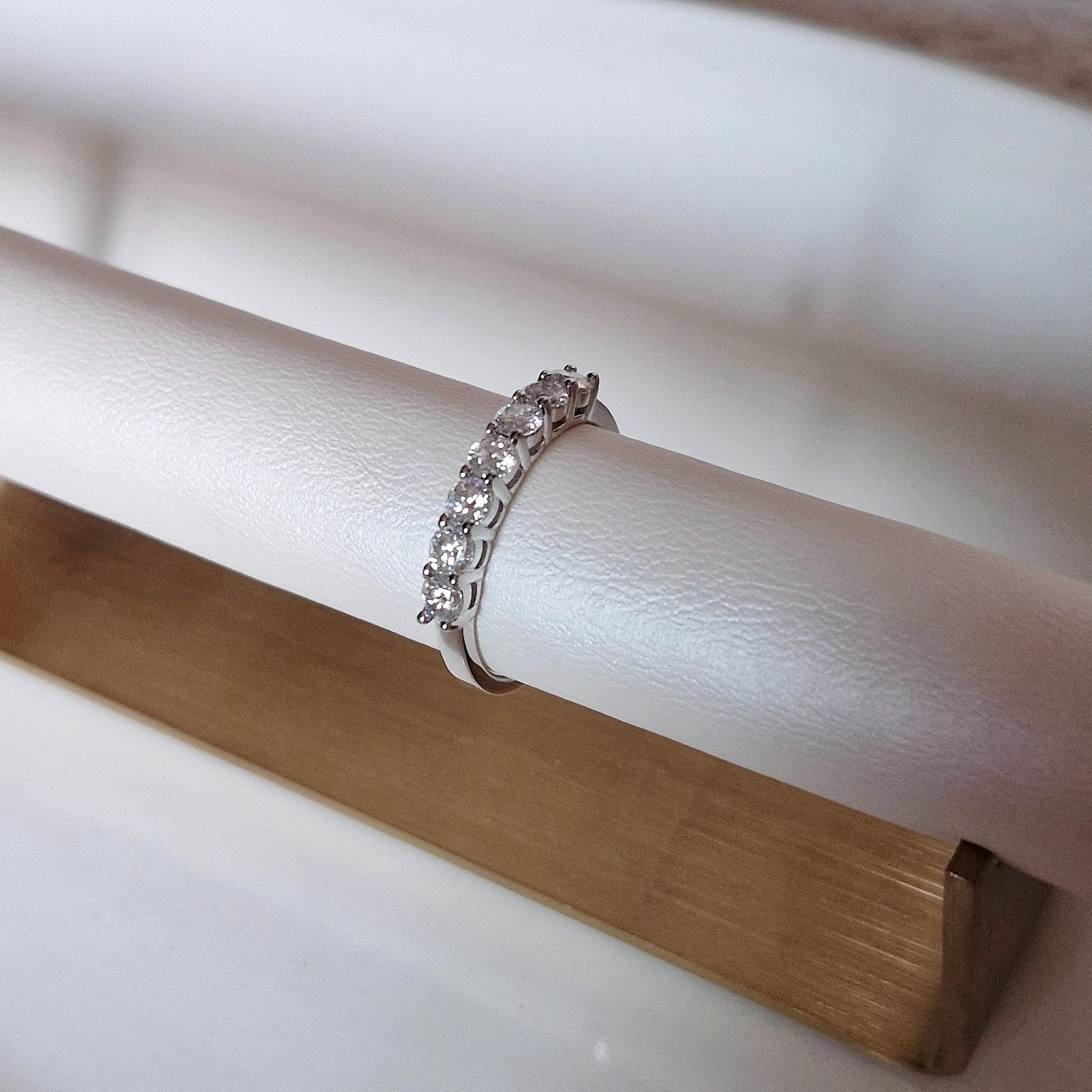 pure moments Moissanite diamond Half Eternity Ring Sterling Silver Ring.